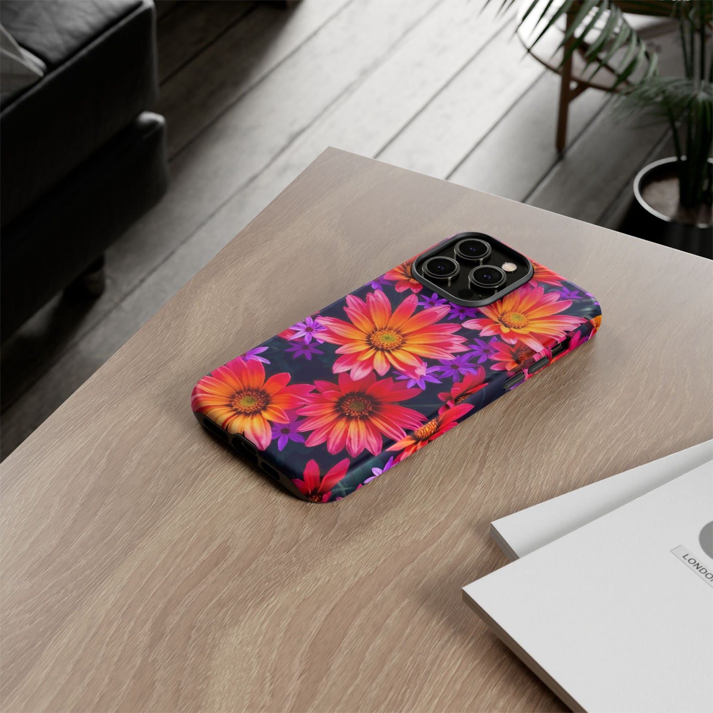 Bold Garden Flower Tough Phone Case - Colorful Floral Print, Bright Botanical Aesthetic, Compatible with iPhone, Galaxy, and Google Phones