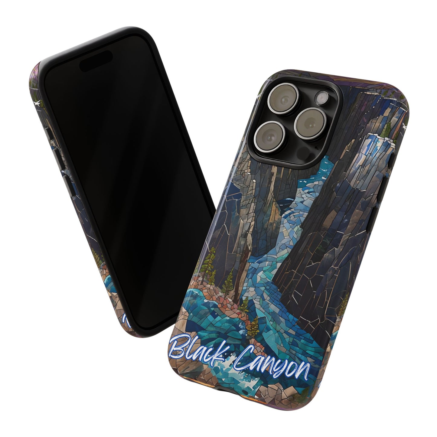 Black Canyon Phone Case, Mosaic Phone Case, Mountain Nature Art, National Park Gift, Scenic Forest Phone Cover, Landscape Aesthetic Case