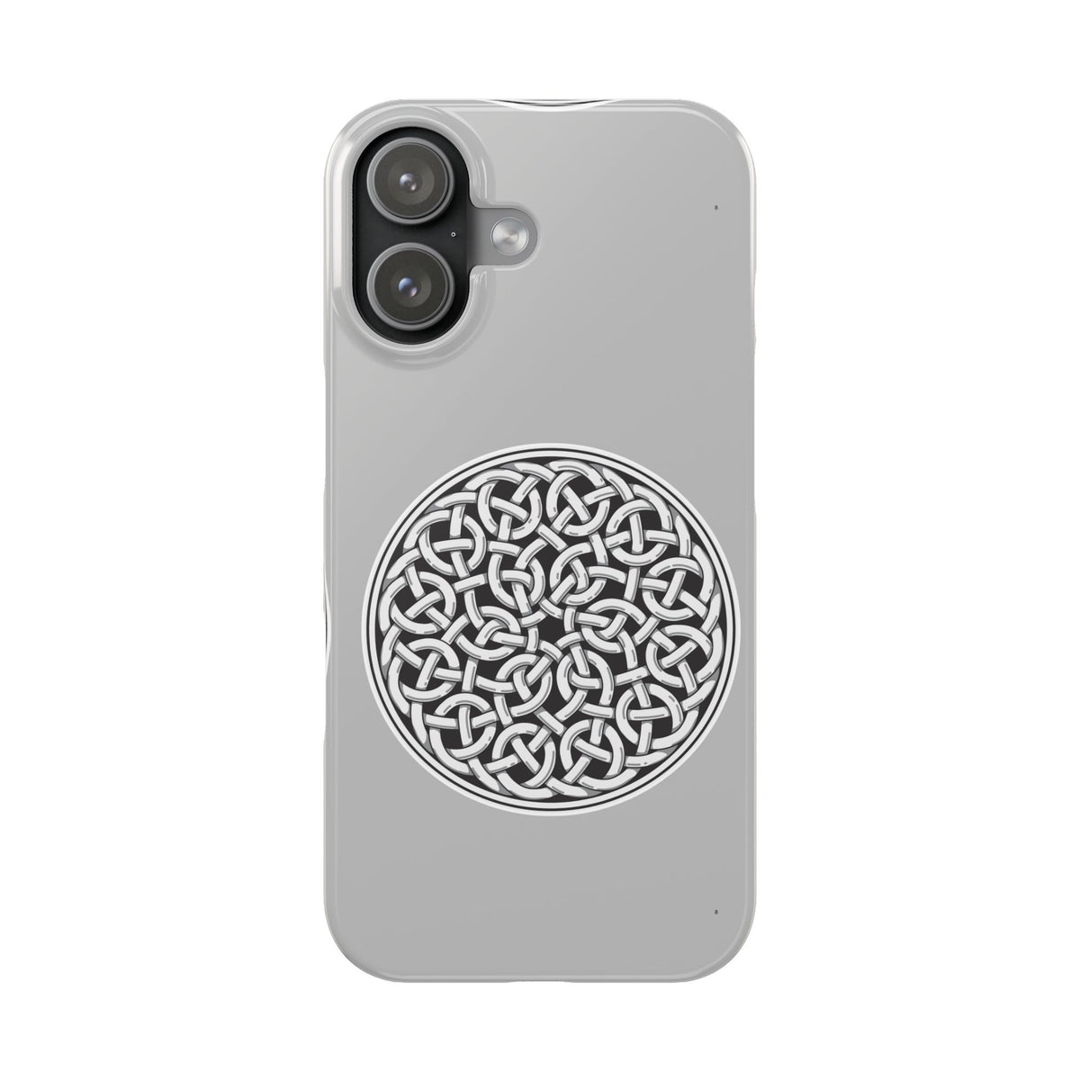 Celtic Knot Slim Phone Case, Silver Medallion Design, St. Patrick Phone Cover Compatible with iPhone 17, 16, 15, 14, 13, 12, 11