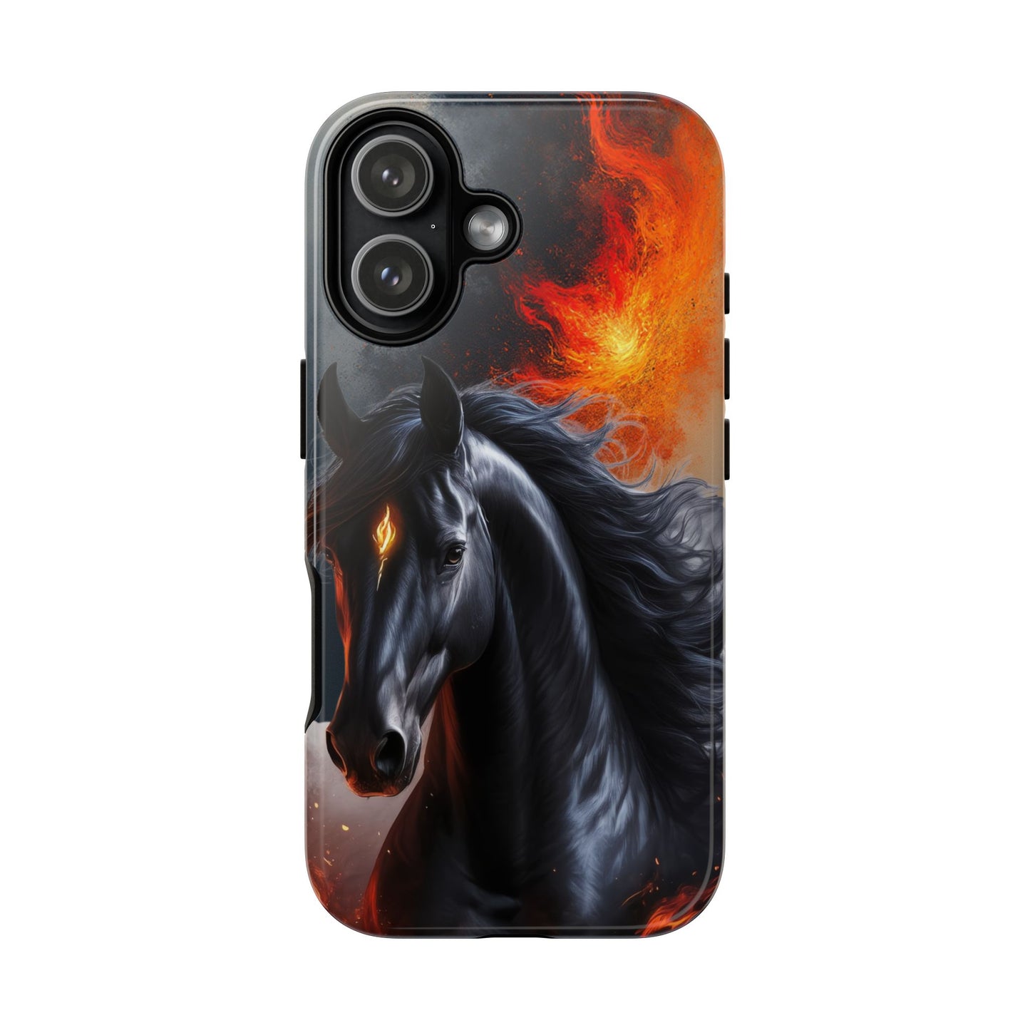 Year of the Horse Black Art Tough Phone Case, Chinese Zodiac 2026 Design, compatible with iPhone 17 16 15 14 13 Galaxy Google