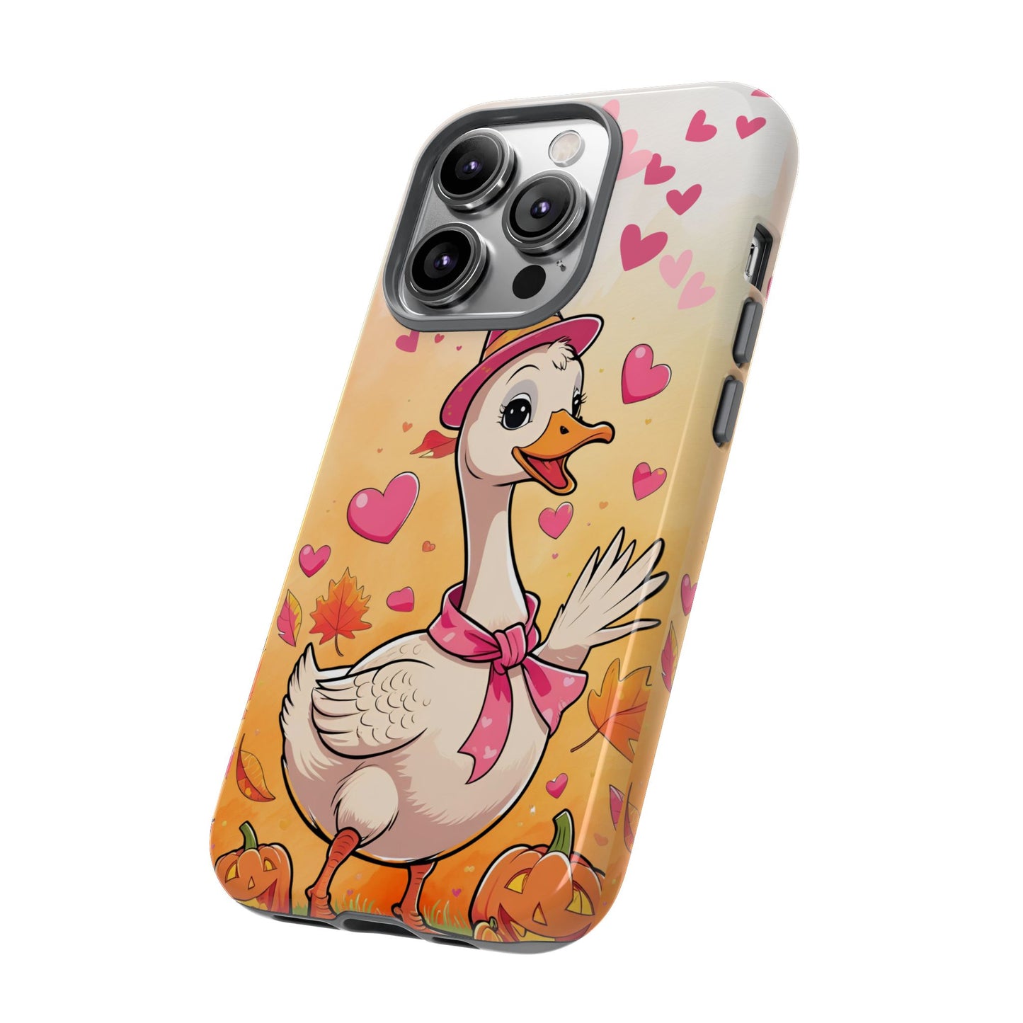 Summerween Silly Goose Phone Case, Coquette Halloween Phone Cover, Cozy Cute Halloween Aesthetic Case, Pink Hearts Fall Glam Girl Accessory