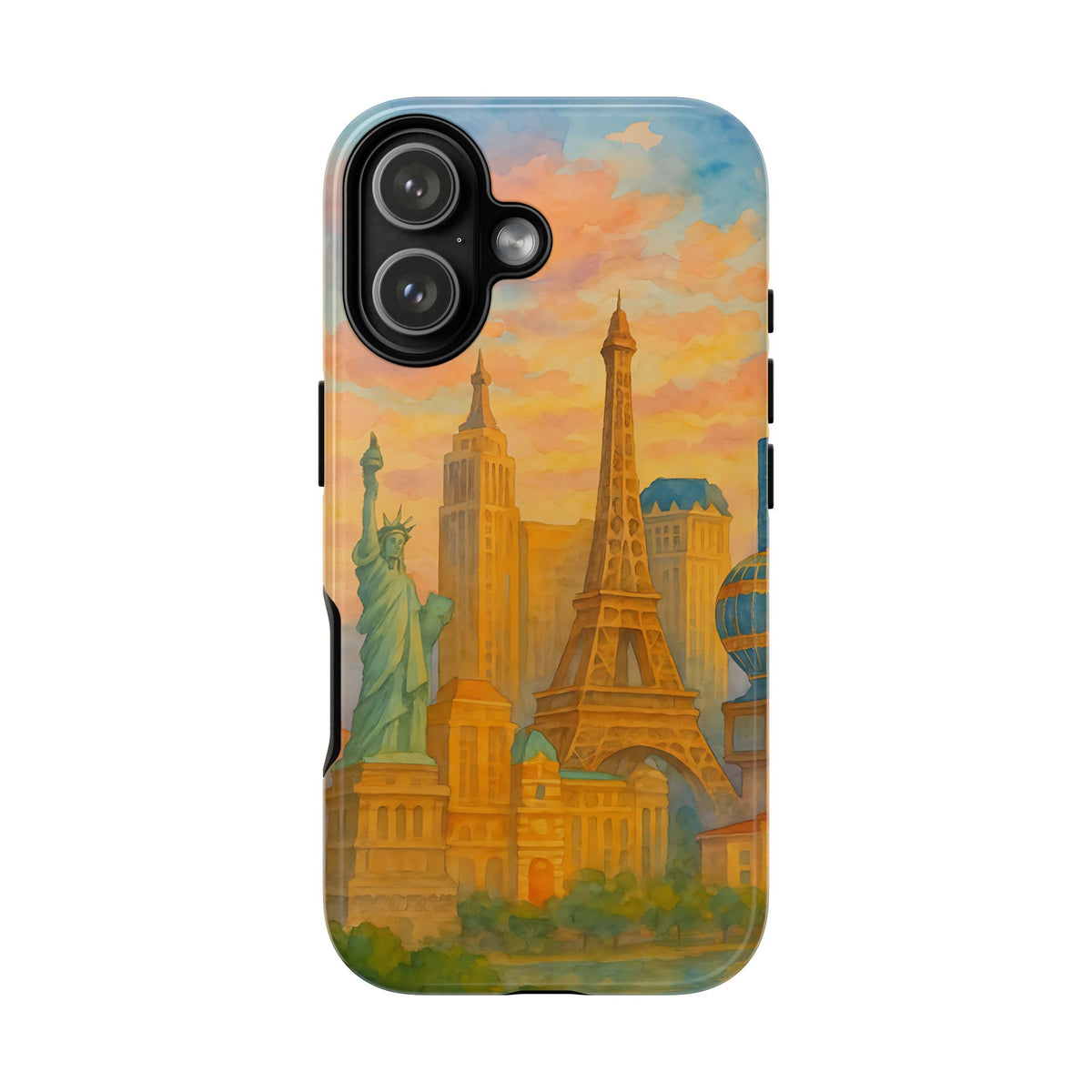 Cityscape Tough Phone Case, Las Vegas Strip Skyline Phone Cover Sunset Glow Design, Compatible with iPhone, Galaxy & Google