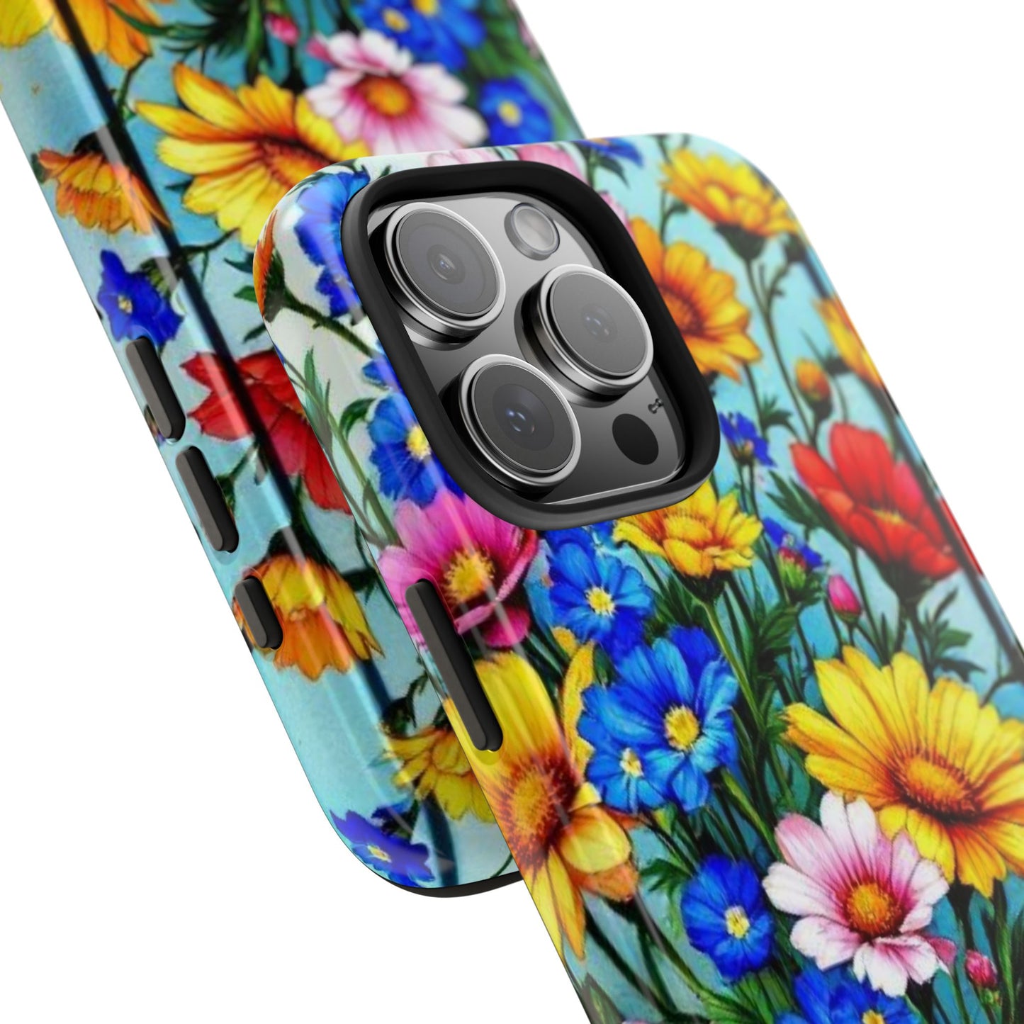 Stained Glass Floral Garden Phone Case Colorful Tough Cover compatible with iPhone 16 15 14 13 12 11 X XR XS Pro Max Plus and Samsung Pixel