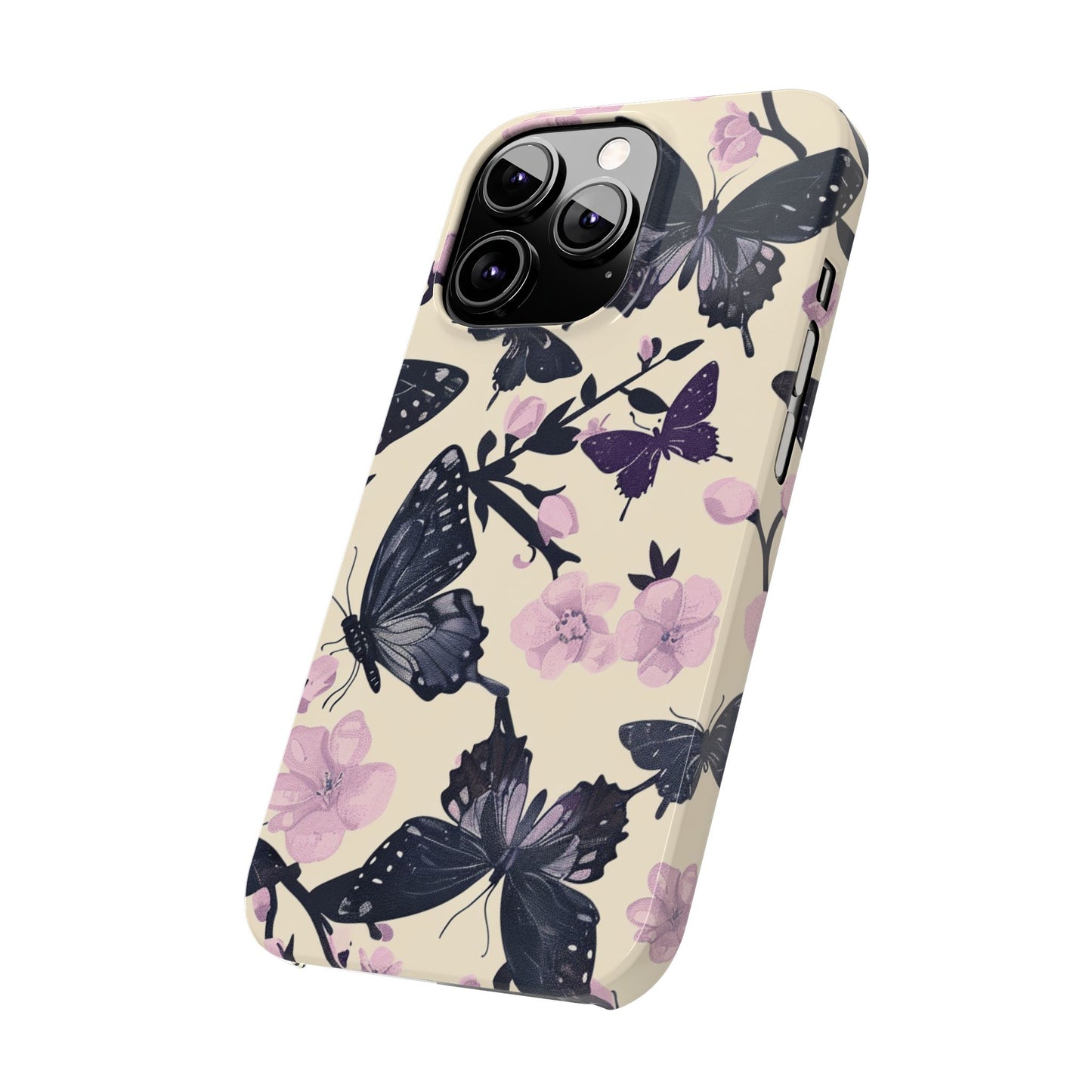 Butterfly Floral Slim Phone Cases, Elegant Butterfly Design, Nature Lover Gift, Phone Accessory, Stylish Cases for Women
