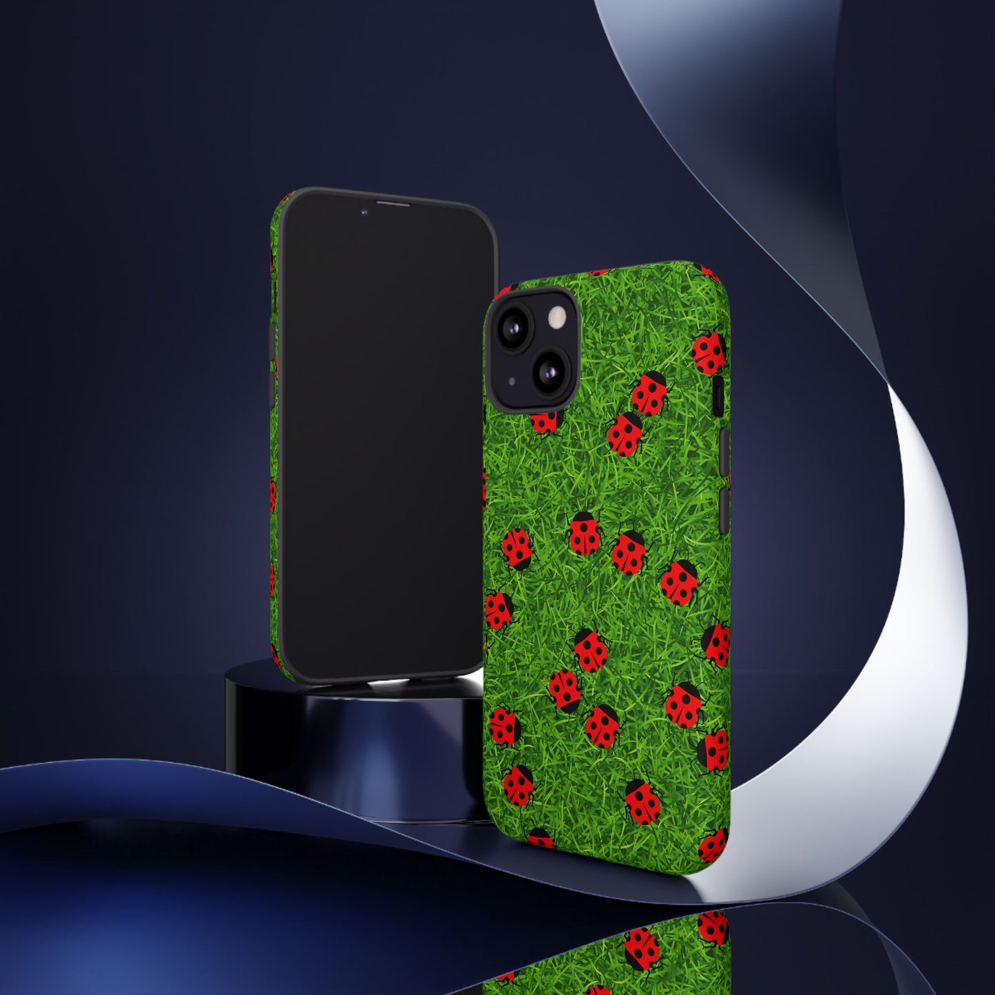 Ladybug Tough Phone Case - Cute Insect Aesthetic, Nature Pattern Art Design, Compatible with iPhone, Galaxy, and Google Phones