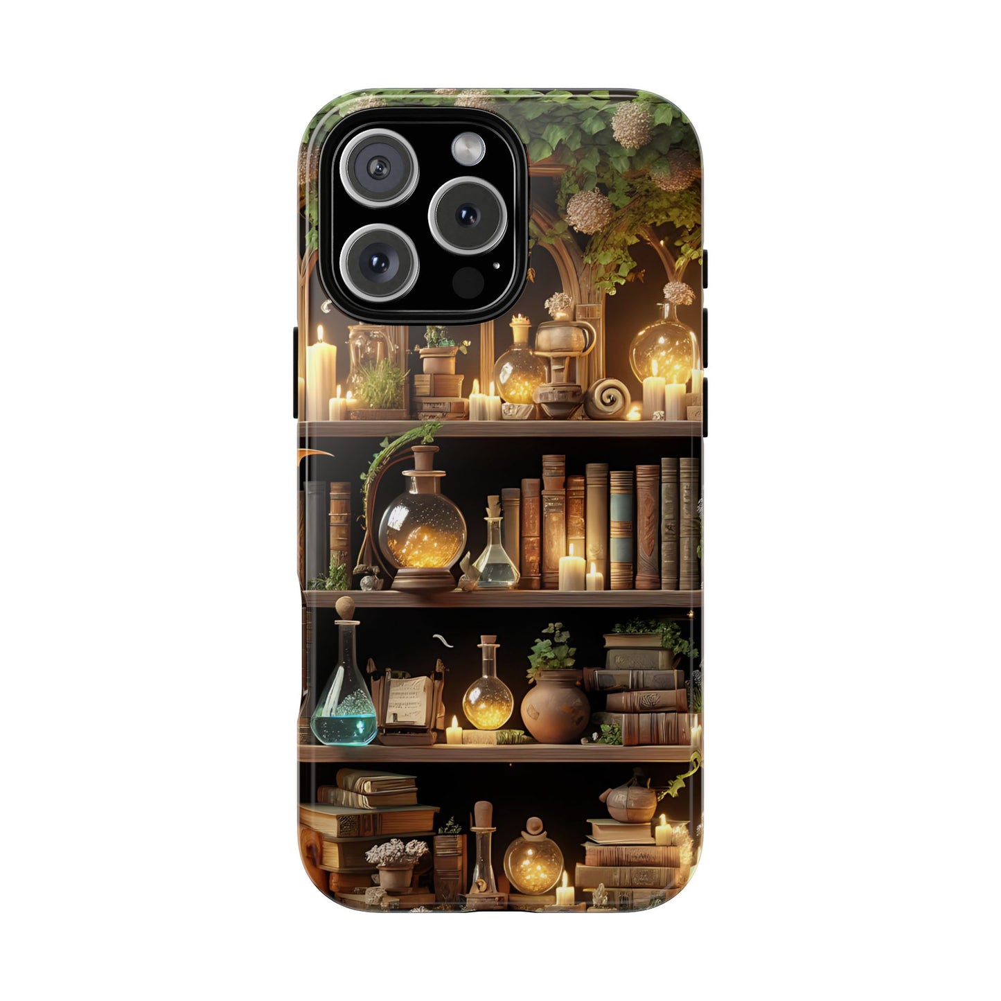 Bookish Phone Case for Romance Readers, Cozy Witch Aesthetic, Potion Bookshelf Design, Candlelit Library Vibes, Gift for Book Lovers