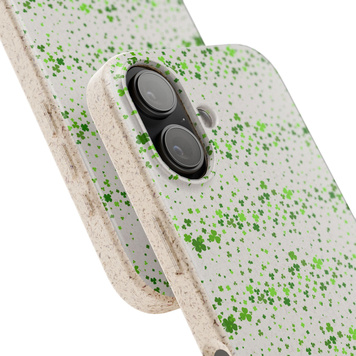 Shamrock Biodegradable Phone Case, Minimal St Patricks Day Clover Pattern, Irish Green Cover Compatible with iPhone