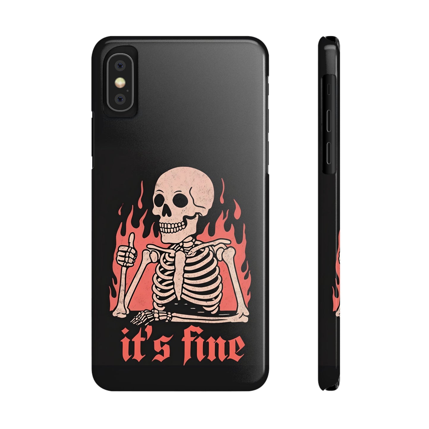 Skeleton It's Fine Phone Case, Slim Phone Cover, Halloween Gift, Gothic Style, Quirky Phone Accessories, Unique Slim Cases