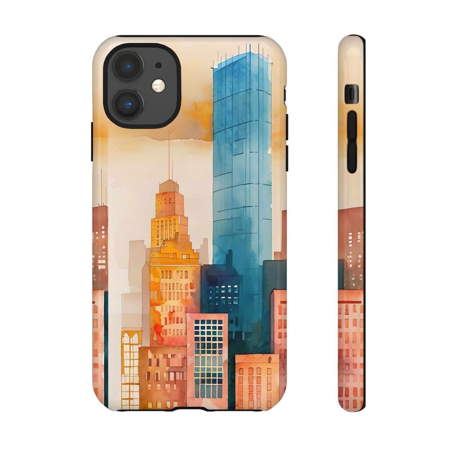 Boston Cityscape Tough Phone Case - Tropical Skyline Aesthetic, Sunset Beach Urban Art, Compatible with iPhone, Galaxy, and Google Phones
