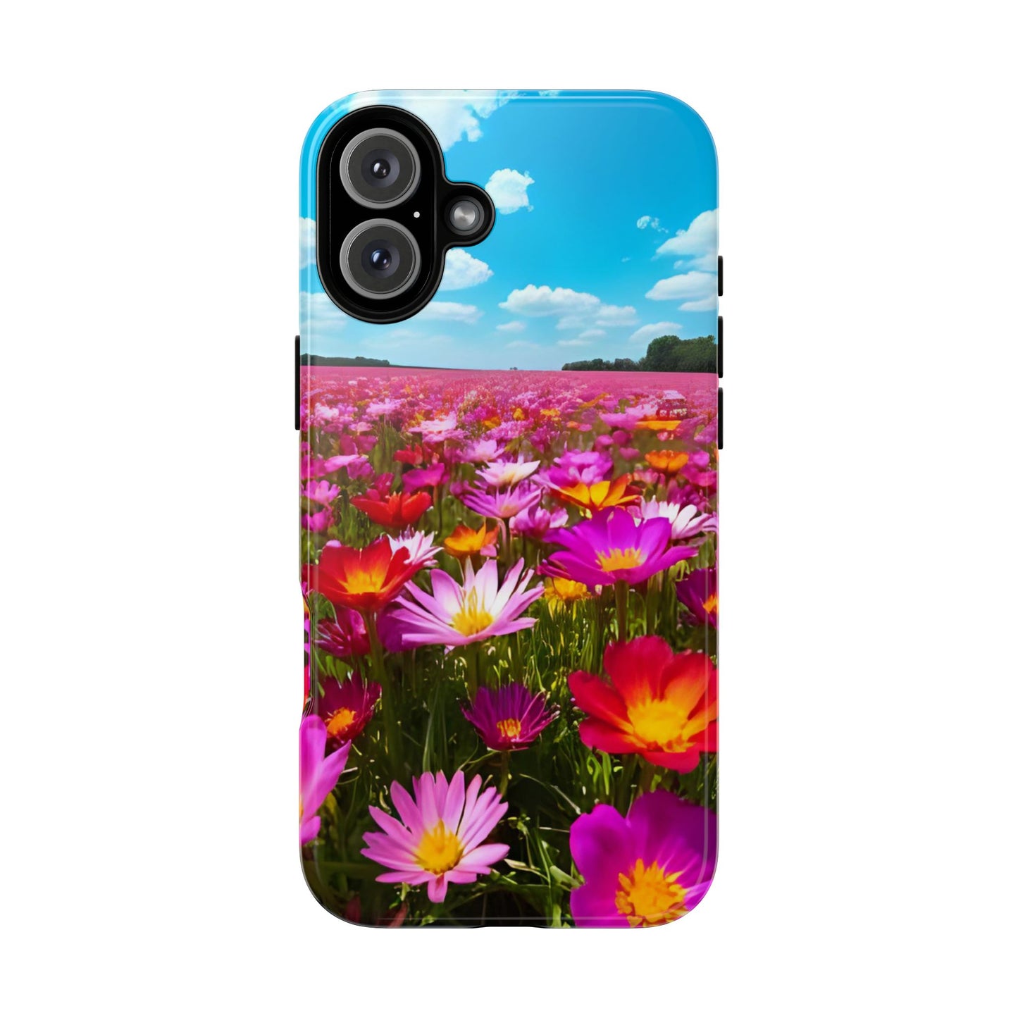 Flower Field Tough Phone Case - Wildflower Meadow Print, Colorful Nature Aesthetic, Compatible with iPhone, Galaxy, and Google Phones