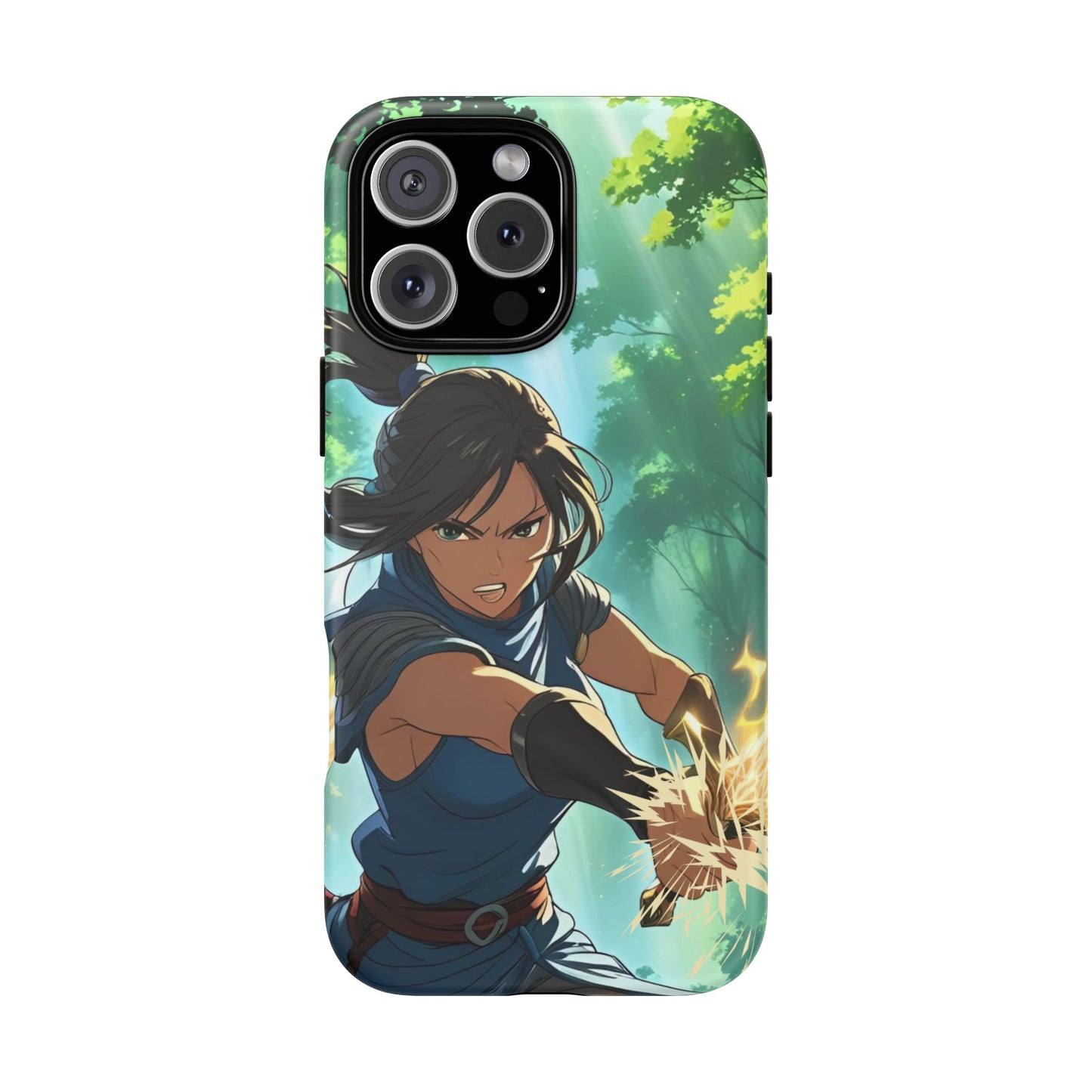 Anime Warrior Girl Tough Phone Case - Japanese Action Aesthetic, Fierce Heroine Design, Compatible with iPhone, Galaxy, and Google Phones