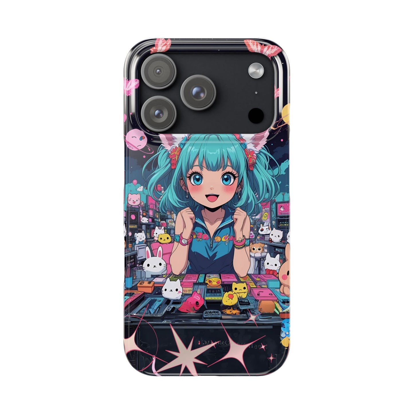 Y2K Anime Girl Slim Phone Case, Kawaii Vaporwave Style, Cute Maximalist Aesthetic, Anime Design, Slim Protection, Aesthetic Accessory
