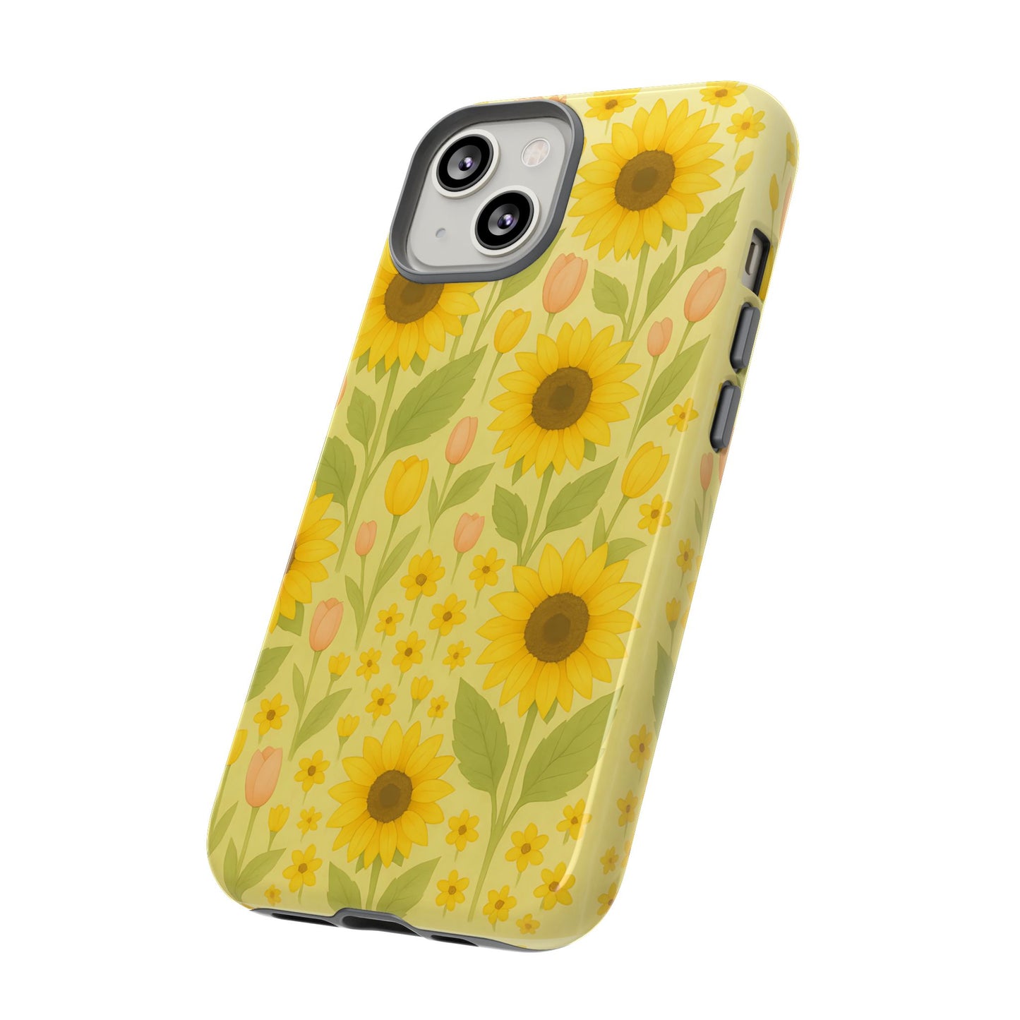 Sunflower Floral Phone Case, Watercolor Botanical Print, Aesthetic Tough Phone Case, Compatible with iPhone, Galaxy, Google