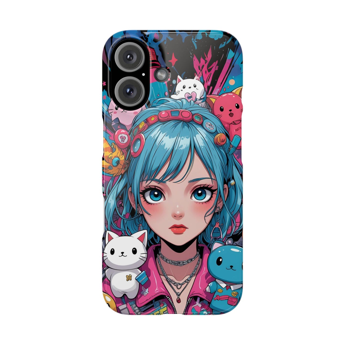 Y2K Anime Girl Slim Phone Case - Cute Maximalist Aesthetic, Kawaii Vaporwave Style, Pop Culture Lovers and Special Occasions