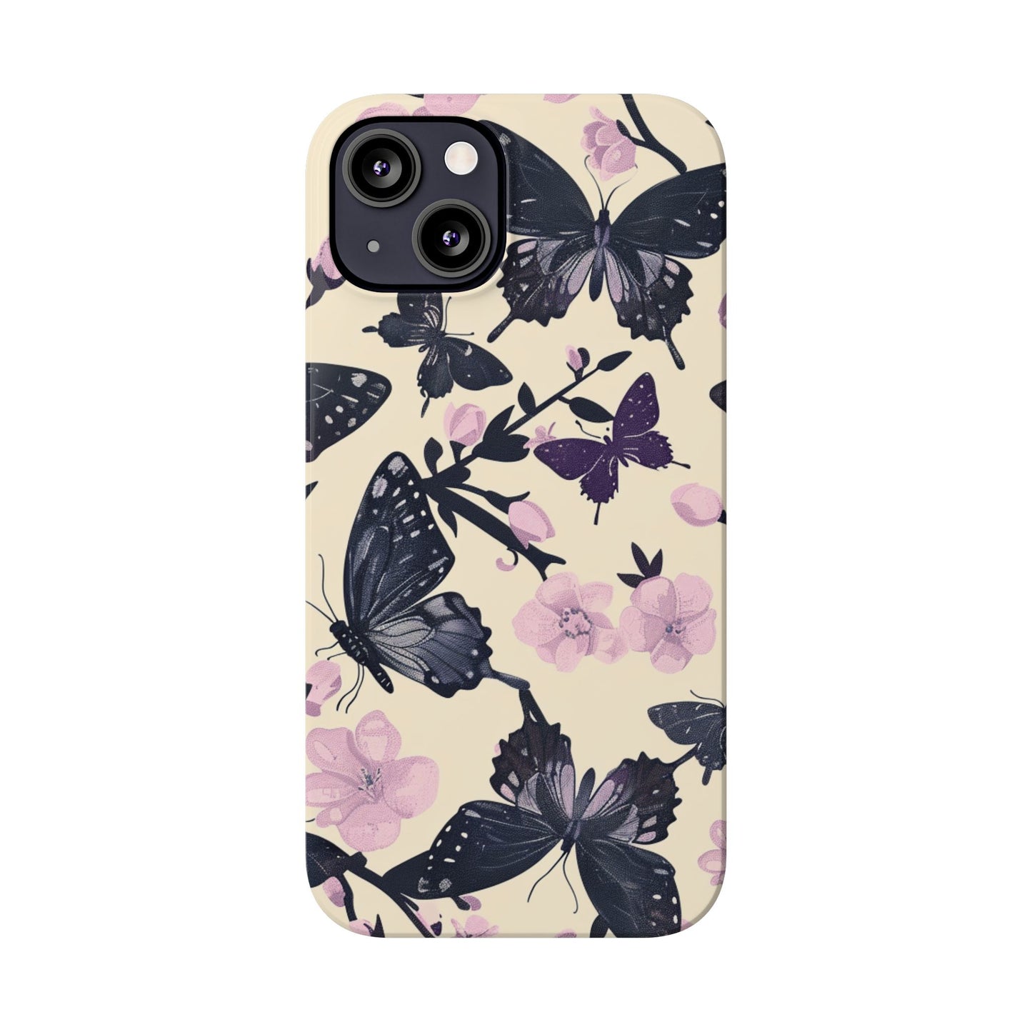 Butterfly Floral Slim Phone Cases, Elegant Butterfly Design, Nature Lover Gift, Phone Accessory, Stylish Cases for Women