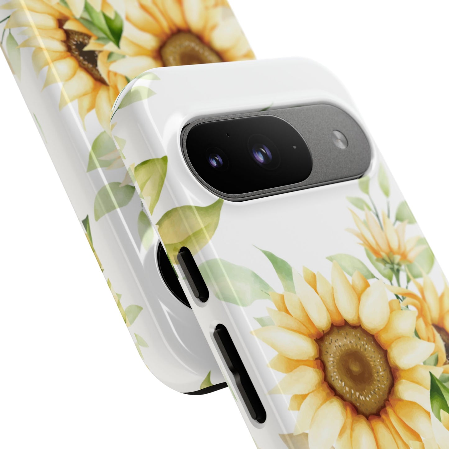 Sunflower Floral Tough Phone Case - Watercolor Botanical Art, Bright Nature Aesthetic, Compatible with iPhone, Galaxy, and Google Phones