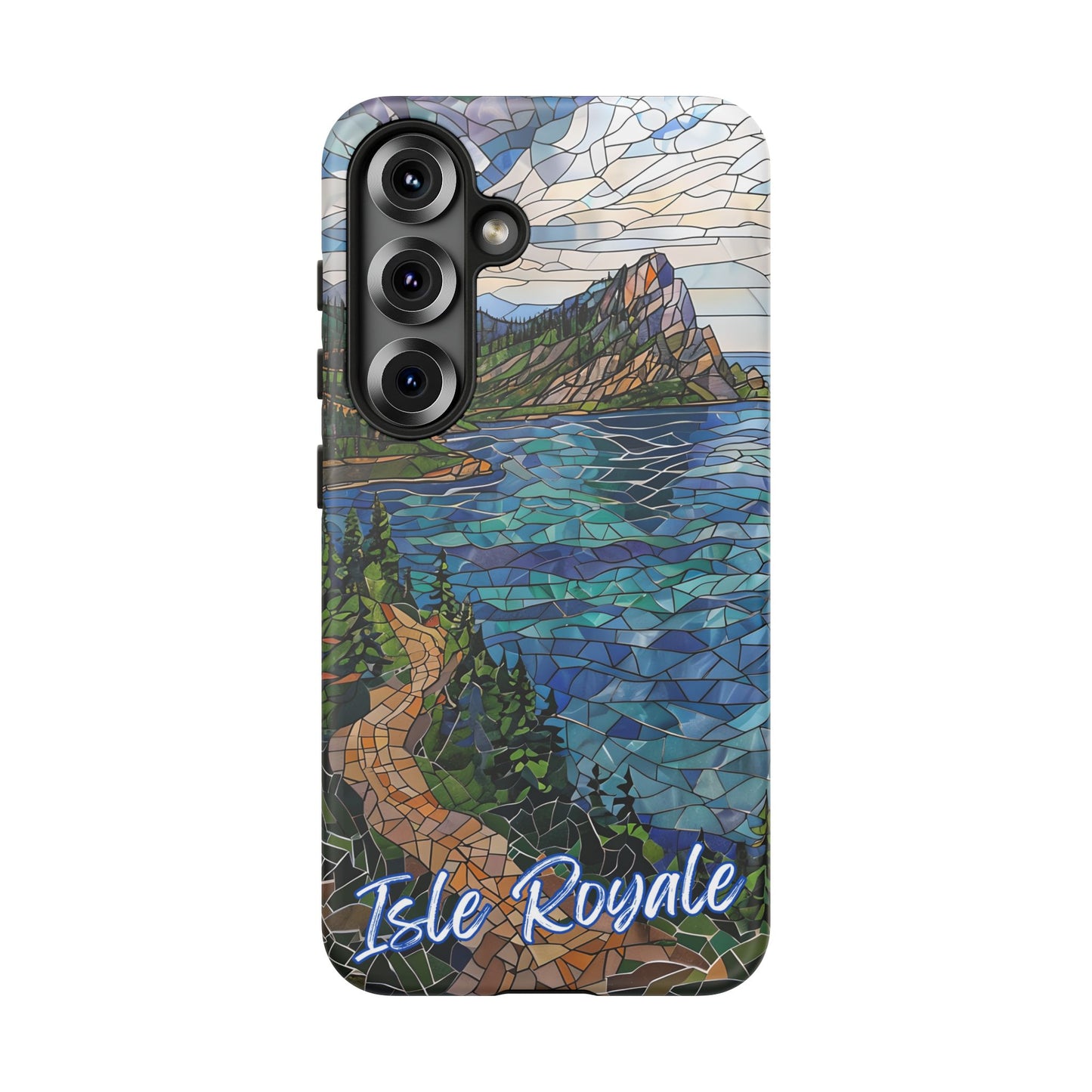 Isle Royale Mosaic Tough Phone Case, Remote Island Wilderness Art, Great Lakes Nature Aesthetic, Compatible with iPhone, Galaxy, and Pixels