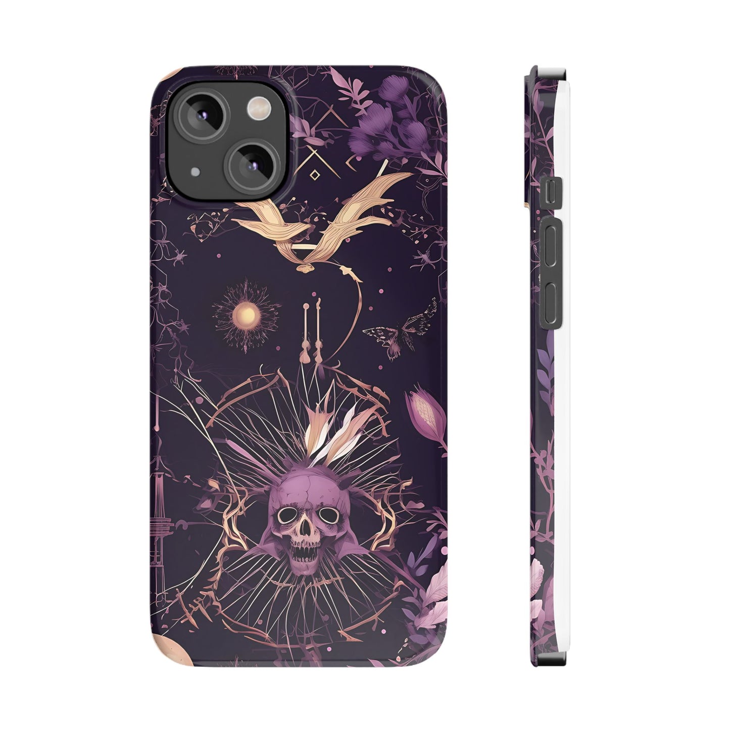 Gothic Floral Slim Phone Cases, Ghostly Style Mobile Cover, Dark Aesthetic Gift, Unique Protective Case, Perfect for Halloween