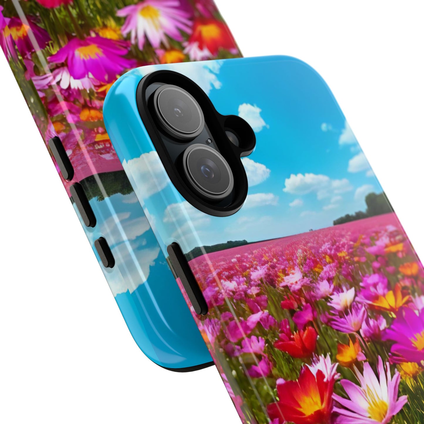 Flower Field Tough Phone Case - Wildflower Meadow Print, Colorful Nature Aesthetic, Compatible with iPhone, Galaxy, and Google Phones