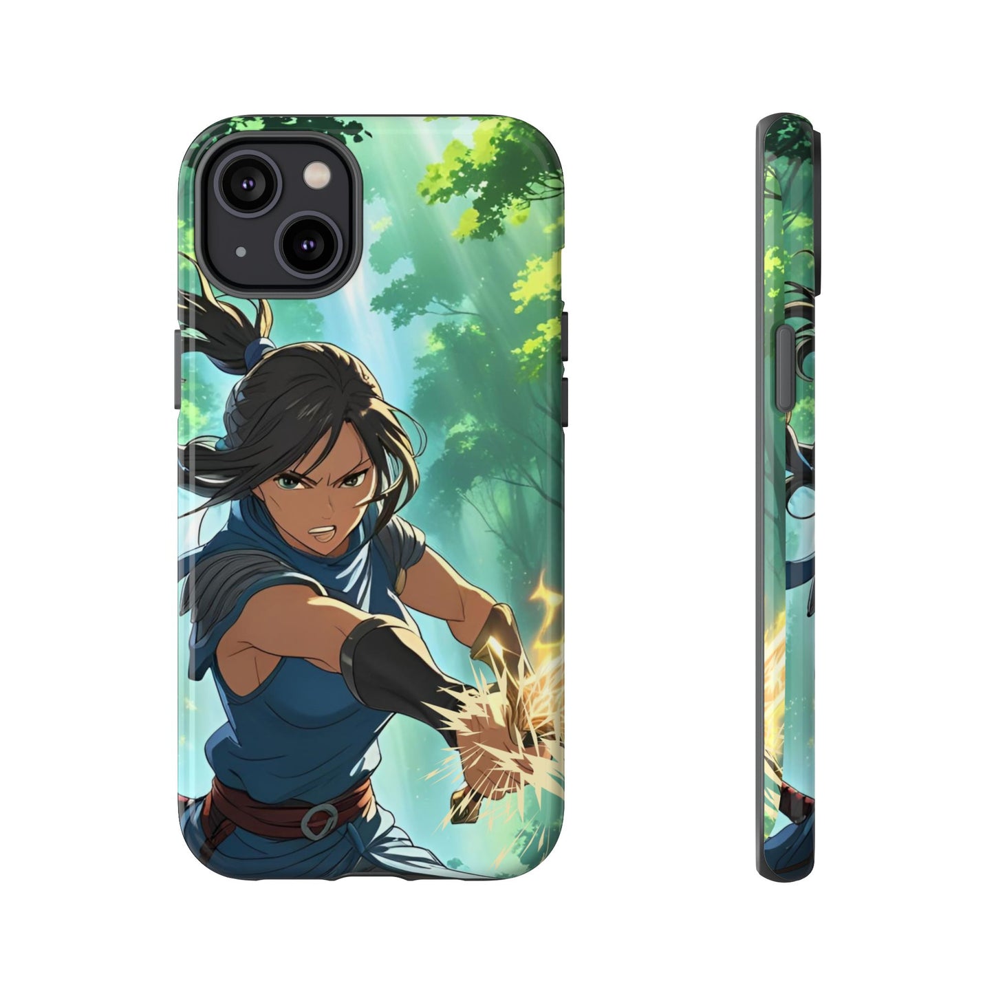 Anime Warrior Girl Tough Phone Case - Japanese Action Aesthetic, Fierce Heroine Design, Compatible with iPhone, Galaxy, and Google Phones