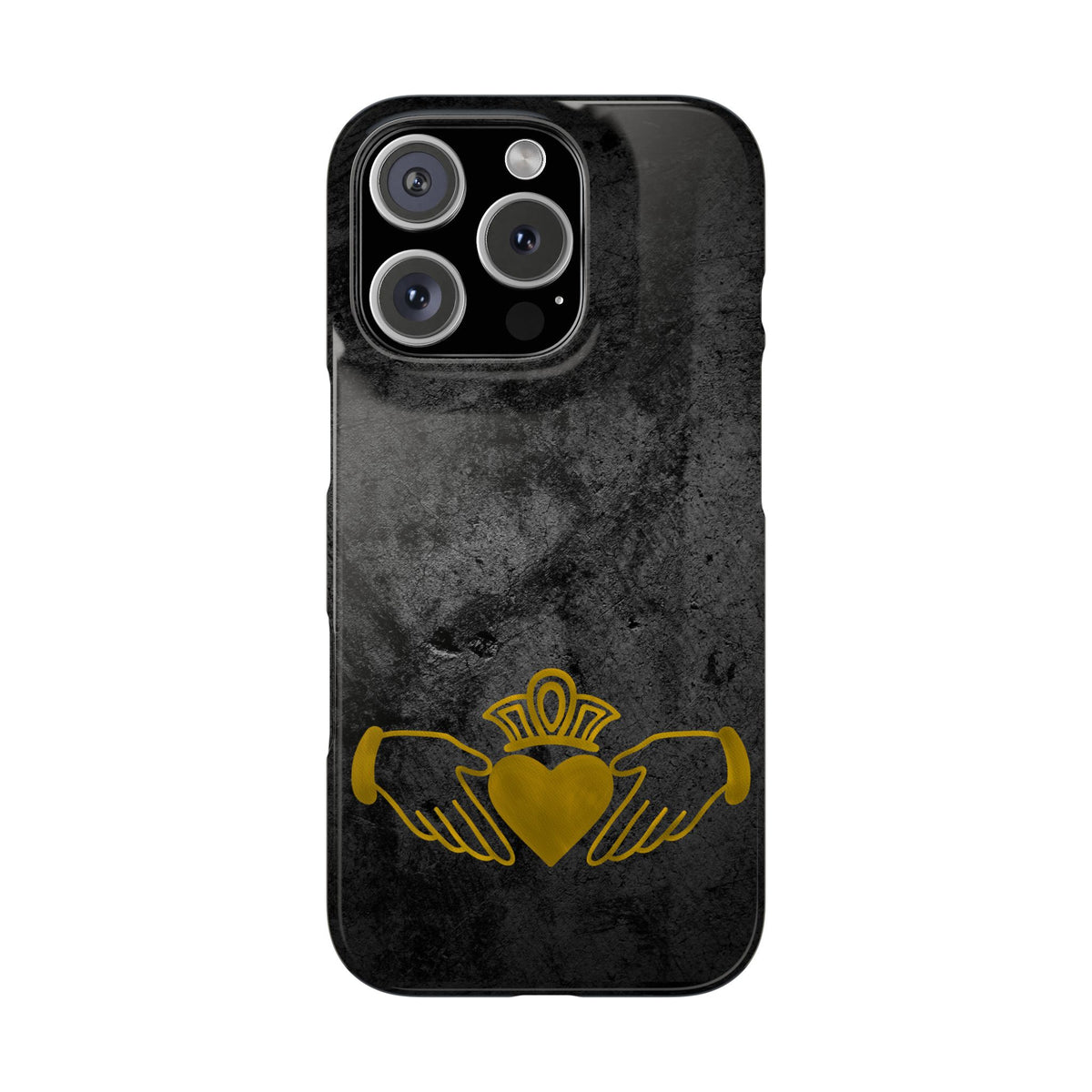Claddagh Slim Phone Case Irish Symbol Ring Black Gold Design Love Loyalty Friendship Compatible with iPhone 17 16 15 14 13 12 11