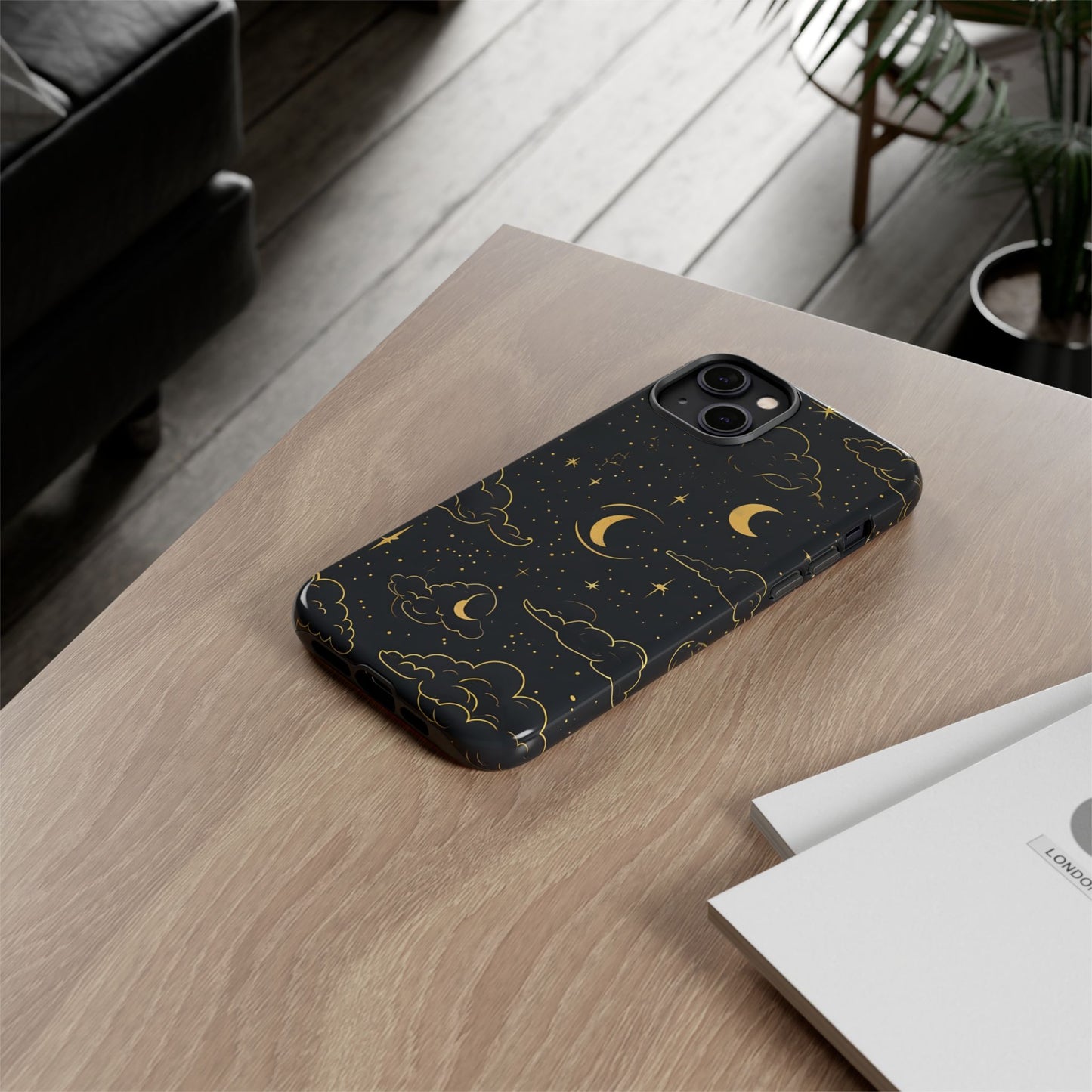 Celestial Tough Phone Case, Starry Night Design, Cozy Vibe, Gift for Space Lovers, Compatible with iPhone 17, 16, 15, 14, 13, Galaxy, Google