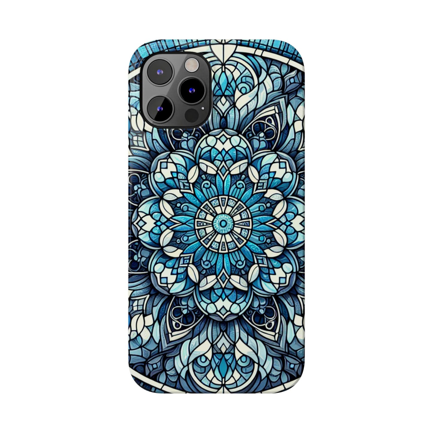 Decorative Slim Phone Case - Blue Mandala Design, Gift for Her, Phone Accessories, Boho Style, Unique Cell Phone Cover, Trendy Tech