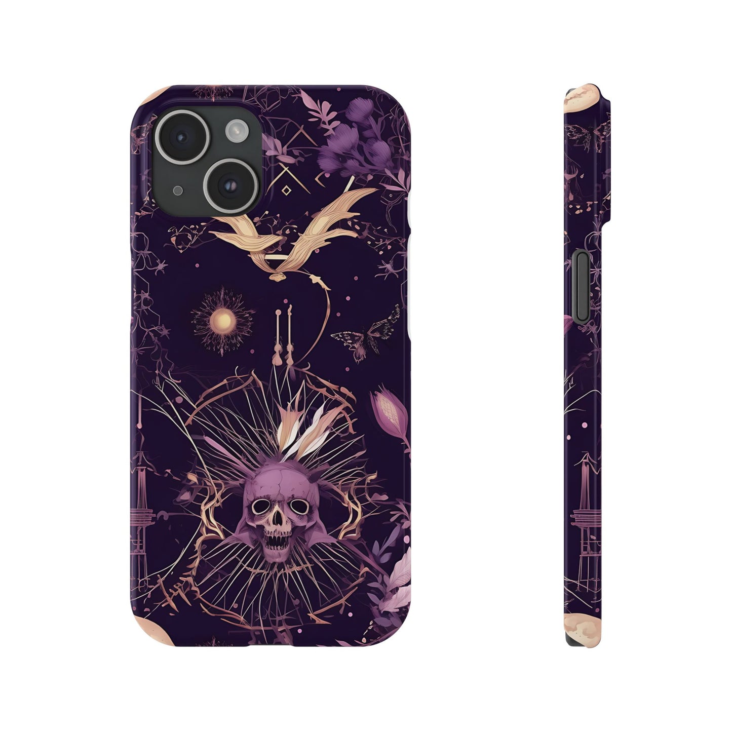 Gothic Floral Slim Phone Cases, Ghostly Style Mobile Cover, Dark Aesthetic Gift, Unique Protective Case, Perfect for Halloween