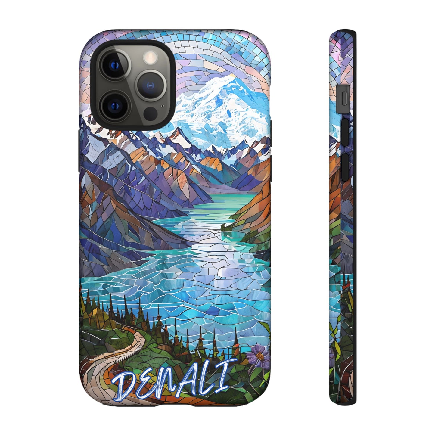 Denali National Park Alaska Phone Case, Mosaic Phone Case, Mountain Nature Art, National Park Gift,Stained Glass Scenic Forest Phone Cover,