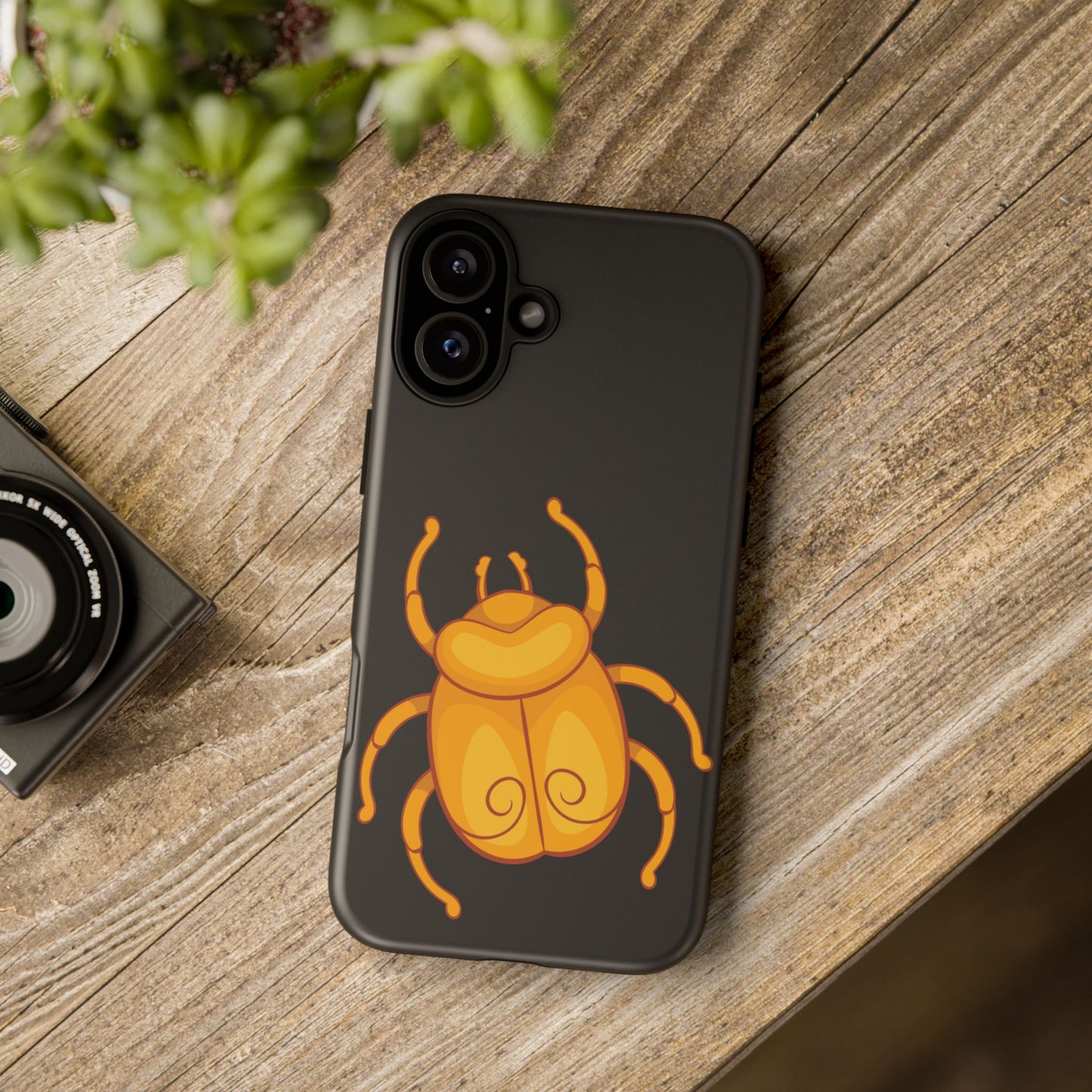 Ancient Egyptian Scarab Tough Phone Case - Gold Beetle Design, Mythological Insect Art, Compatible with iPhone, Galaxy, and Google Phones