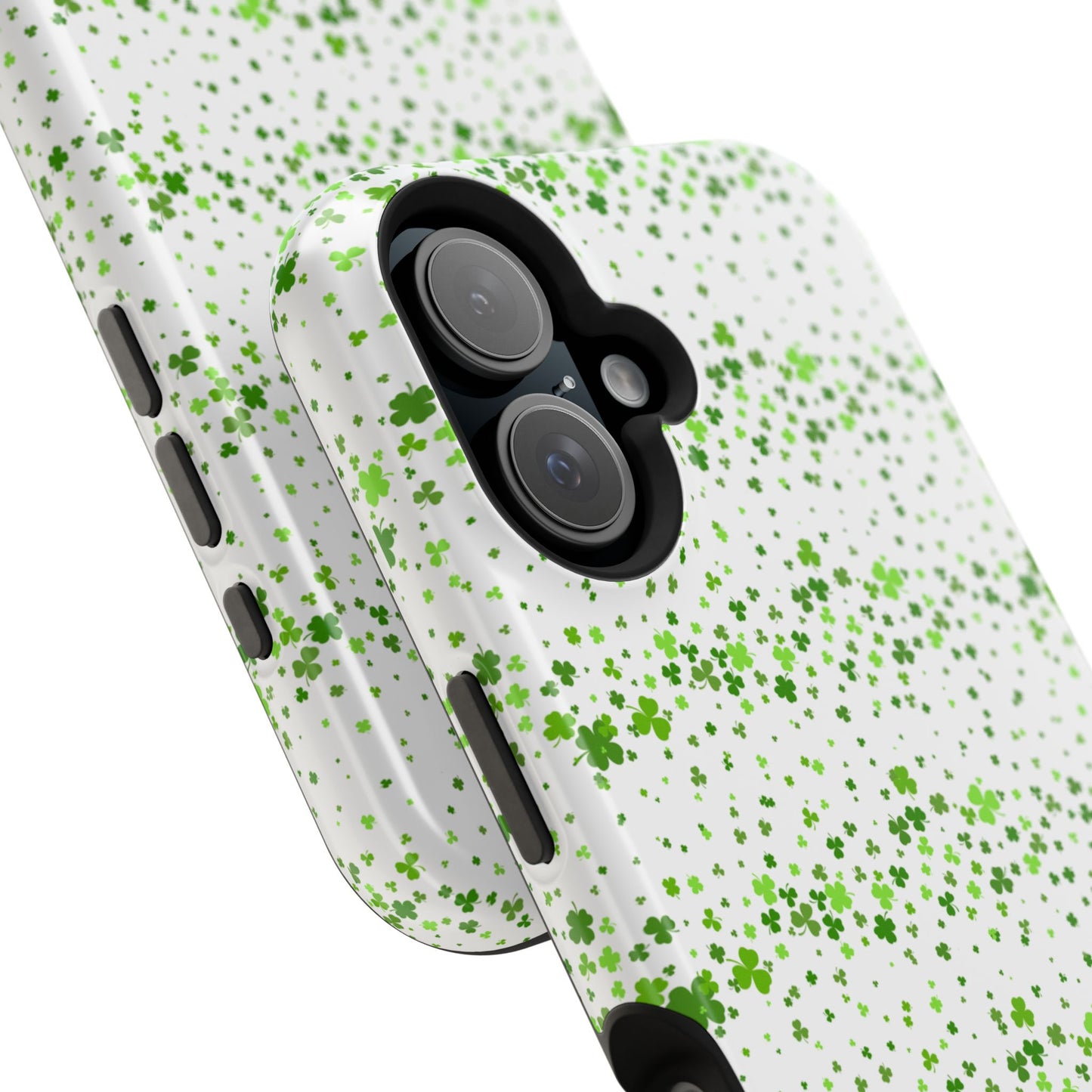 Shamrock Magnetic Phone Case, Minimal St Patricks Day Clover Pattern, Irish Green Compatible with iPhone 17, 16, 15, 14, 13