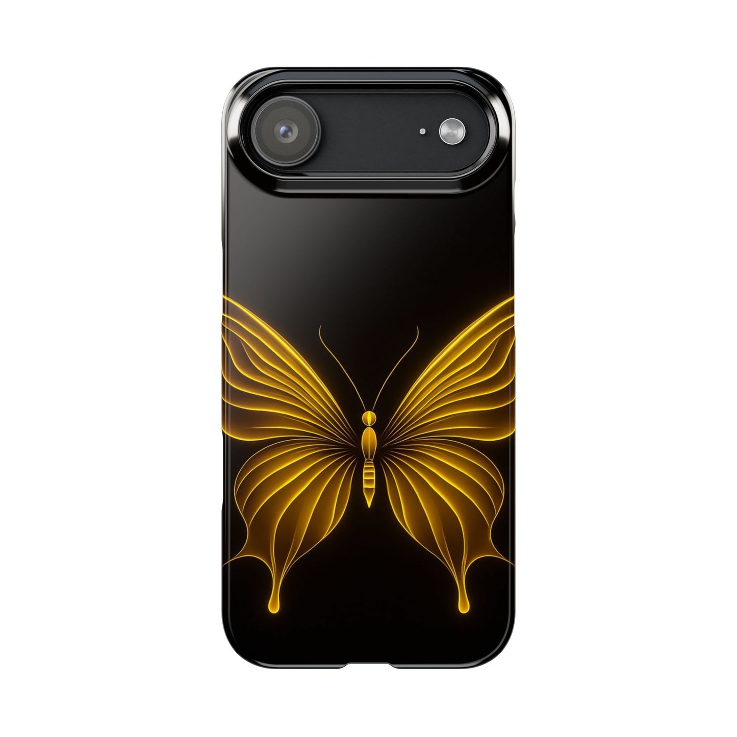 Golden Butterfly Phone Case, Elegant Insect Art, Black Aesthetic Slim Phone Case Compatible with iPhone, Galaxy, Google