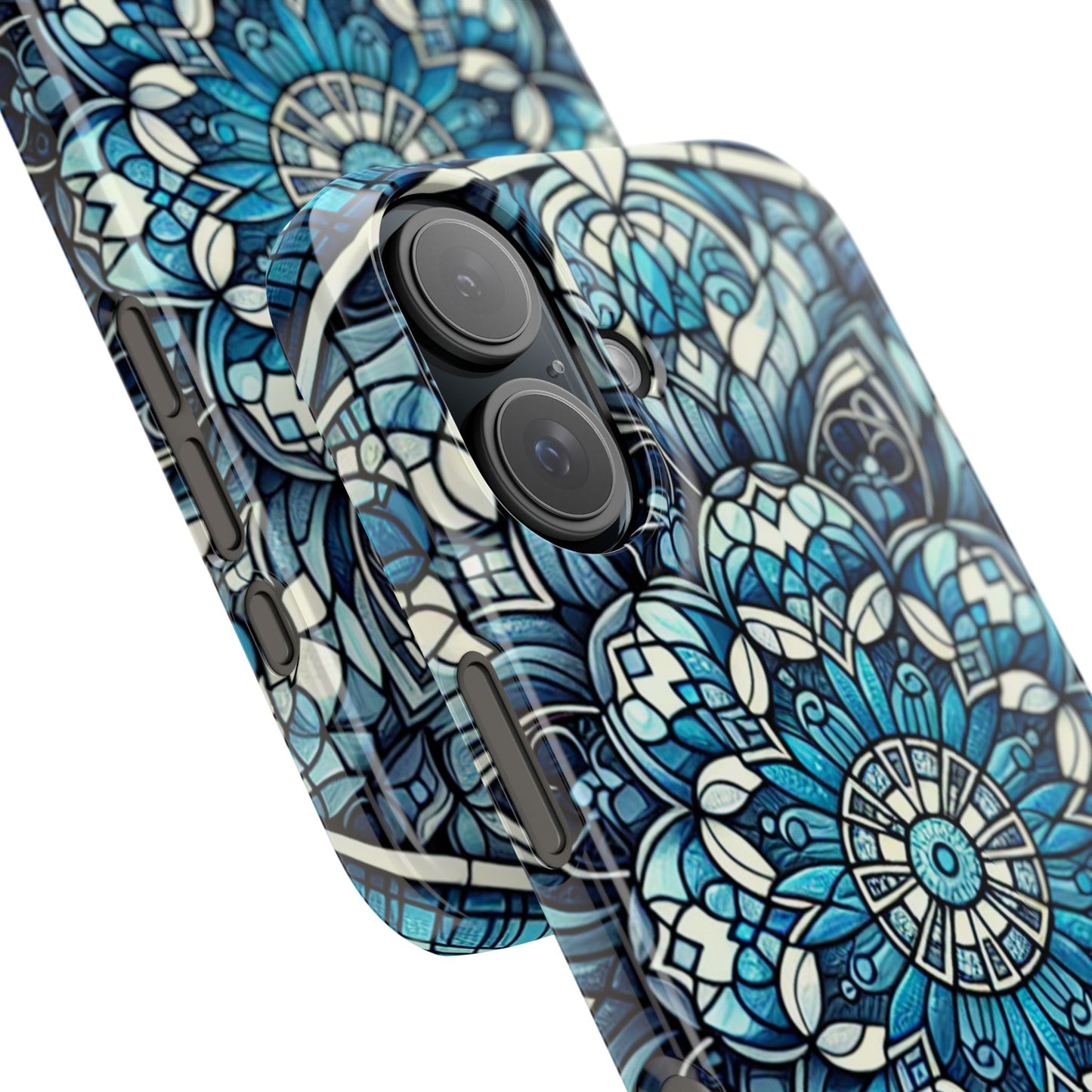 Decorative Slim Phone Case - Blue Mandala Design, Gift for Her, Phone Accessories, Boho Style, Unique Cell Phone Cover, Trendy Tech