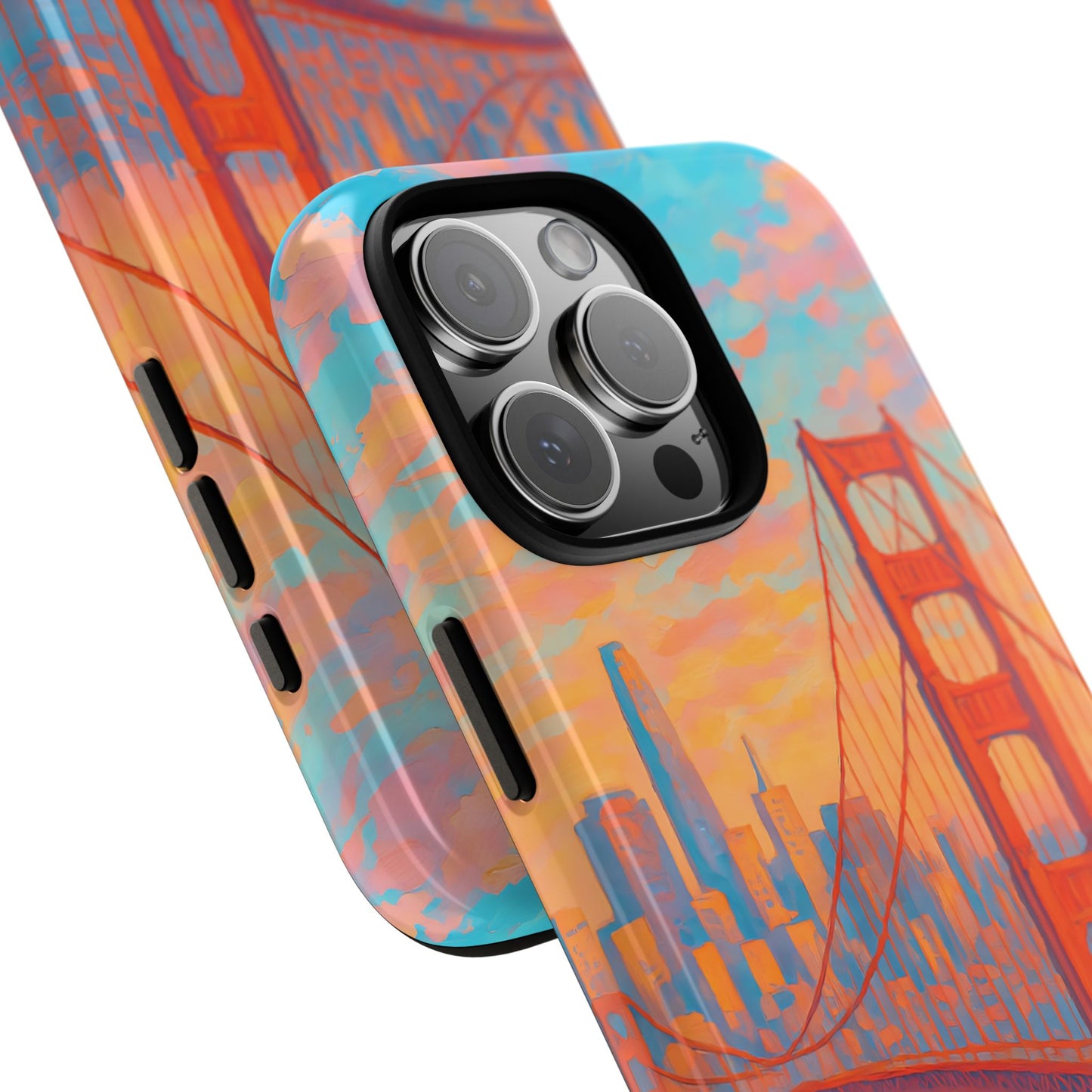Cityscape Tough Phone Case, San Francisco Skyline Phone Cover, Sunset Glow Design Compatible with iPhone, Galaxy & Google