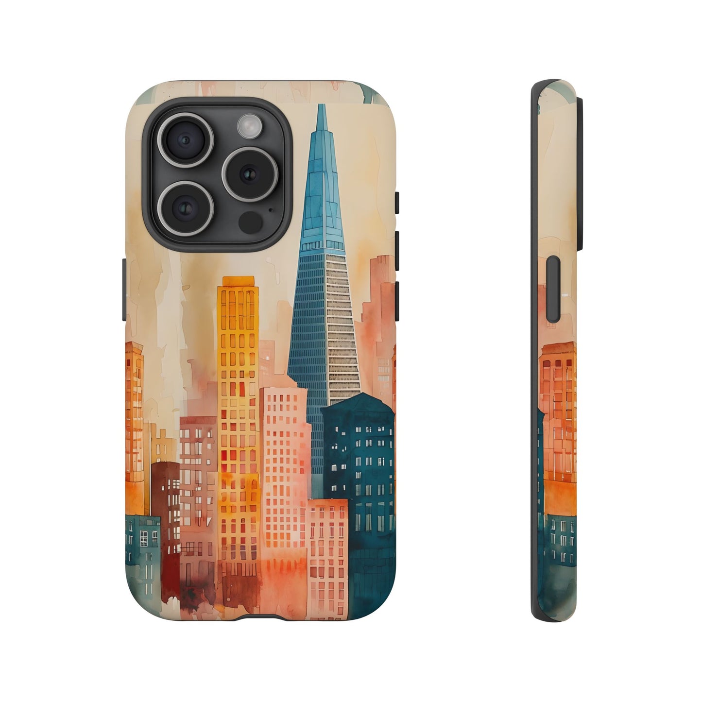 San Francisco Cityscape Tough Phone Case - Tropical Skyline Aesthetic, Sunset Beach Urban Art, Compatible with iPhone, Galaxy, and Google