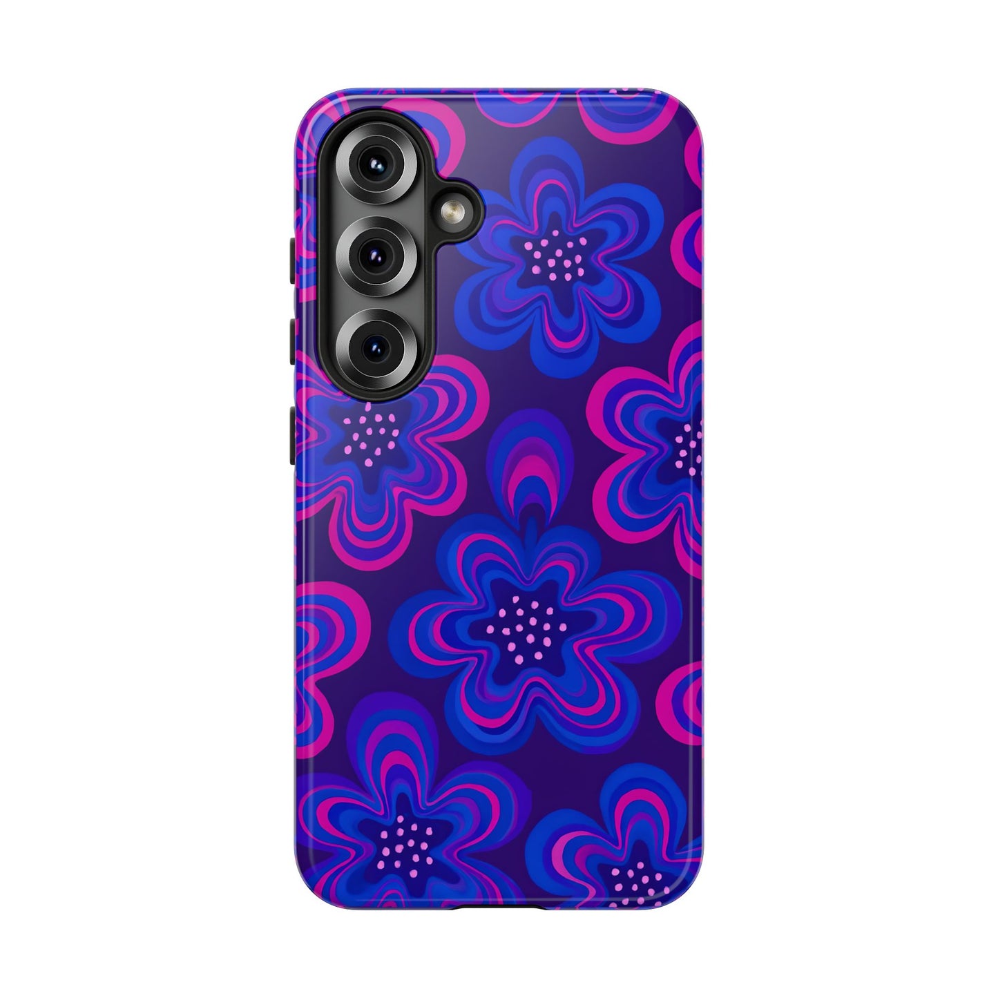 Retro Swirl Flower Tough Phone Case - Groovy Psychedelic Floral Pattern, Funky Vintage Aesthetic, Compatible with iPhone, Galaxy, and Google