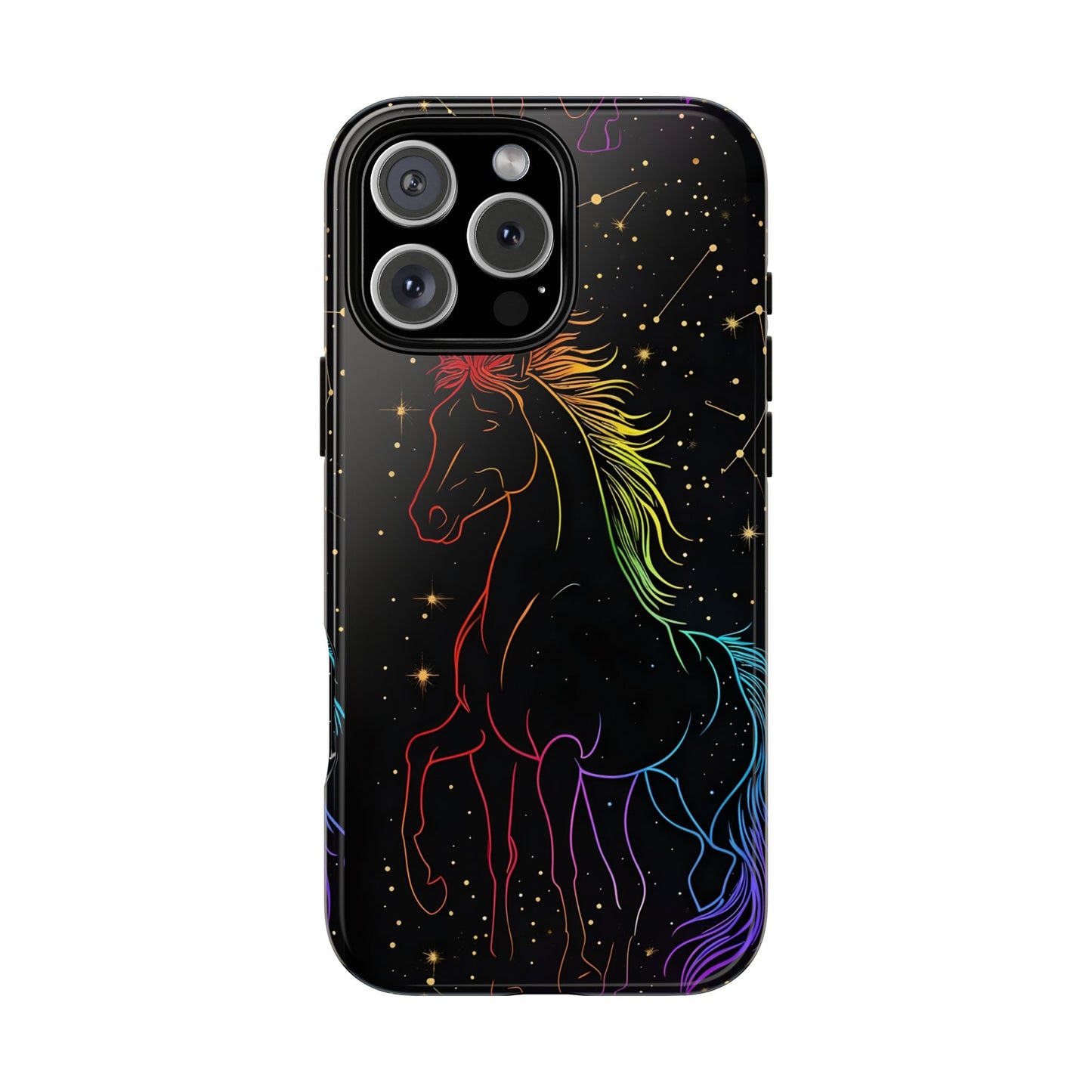 Year of the Horse Neon Art Tough Phone Case, Chinese Zodiac 2026 Design, compatible with iPhone 17 16 15 14 13 Galaxy Google