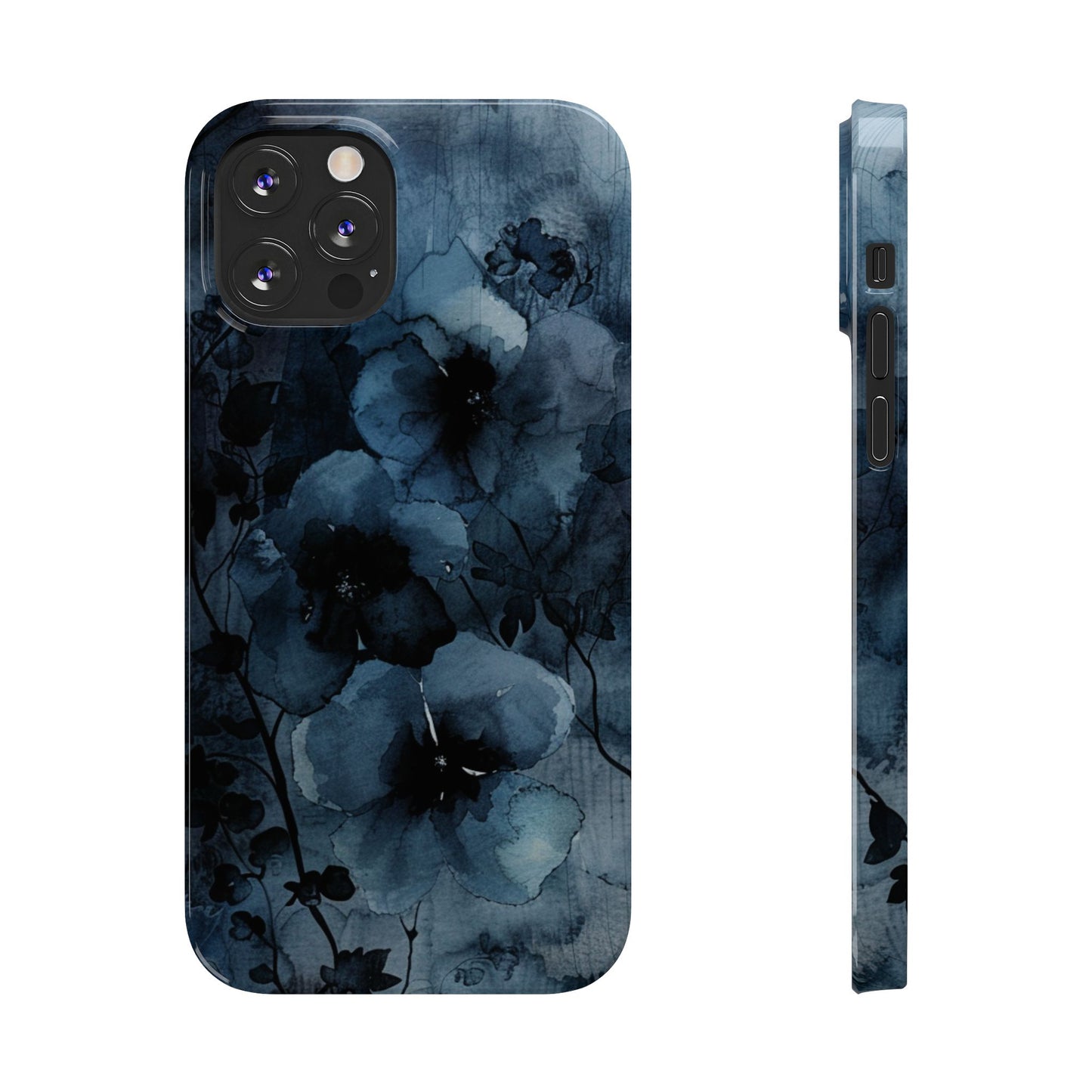 Elegant Floral Slim Phone Cases | Trendy Phone Cover, Blue Flower Design, Gift for Her, Stylish Mobile Case, Floral Accessories
