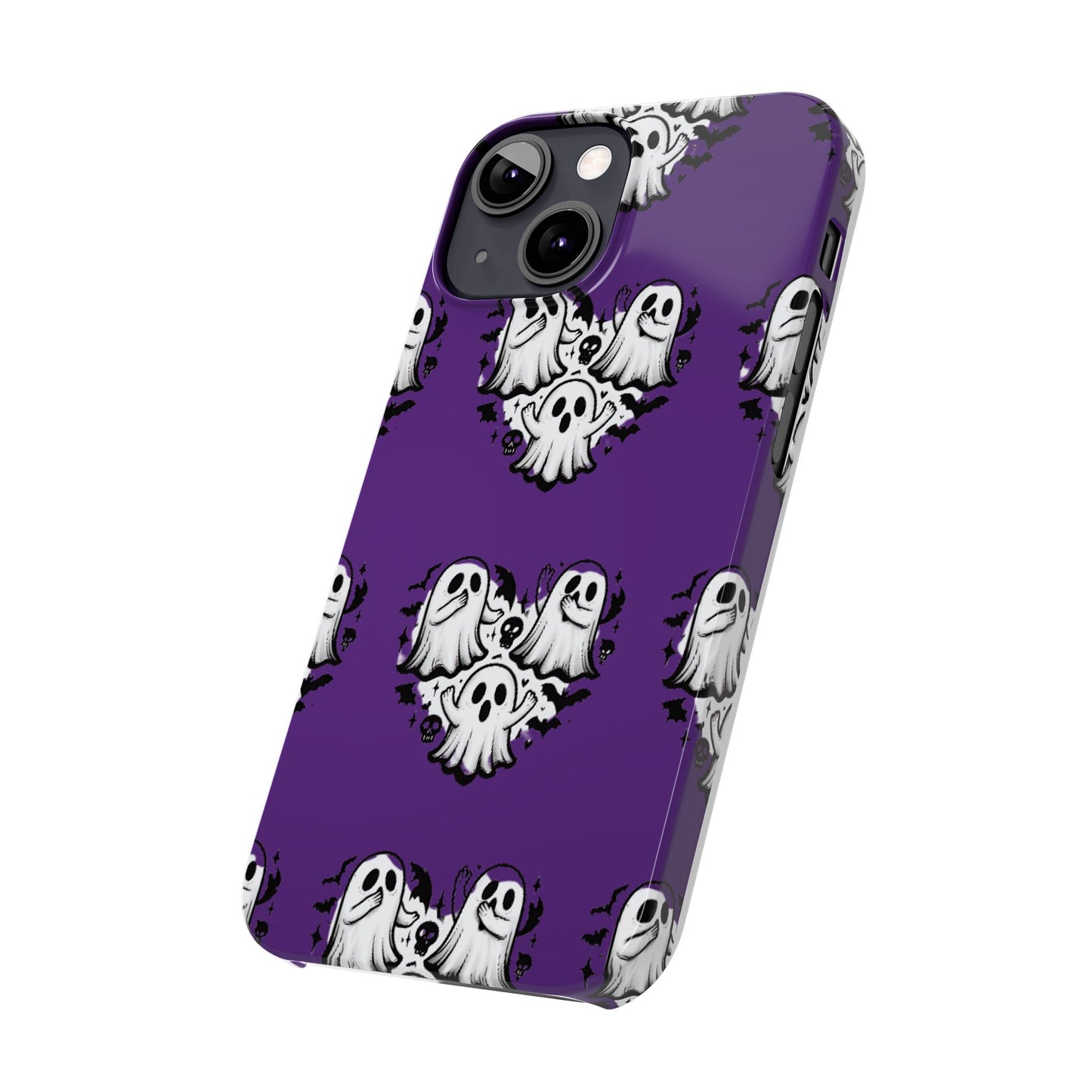 Cute Ghost Heart Slim Phone Case, Creepy Cute Spooky Heart Print, Goth Coquette Aesthetic Spooky Accessories, Halloween Gift Case