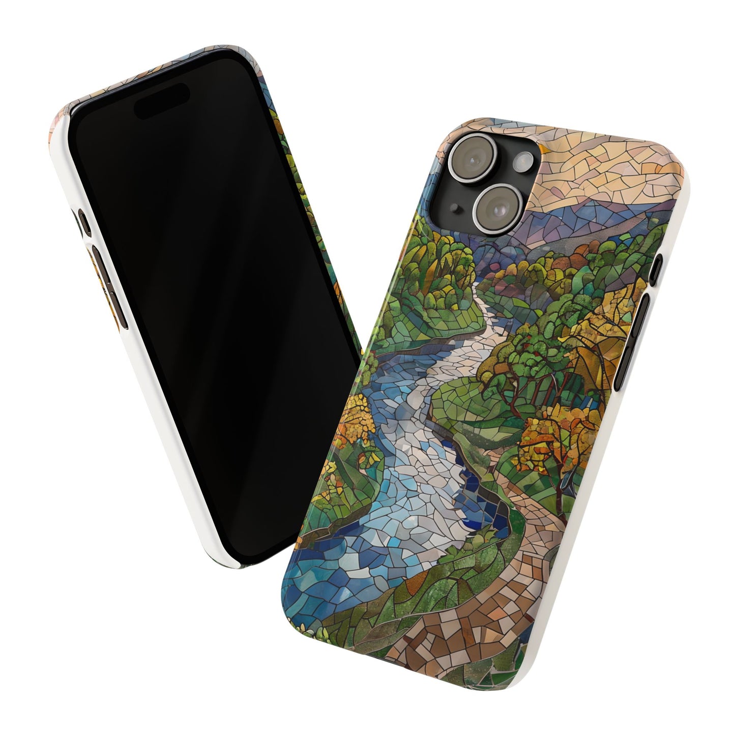 Cuyahoga Valley Mosaic Slim Phone Case, Midwest Forest Art, Scenic Nature Aesthetic, Unique Gift for Nature Lovers