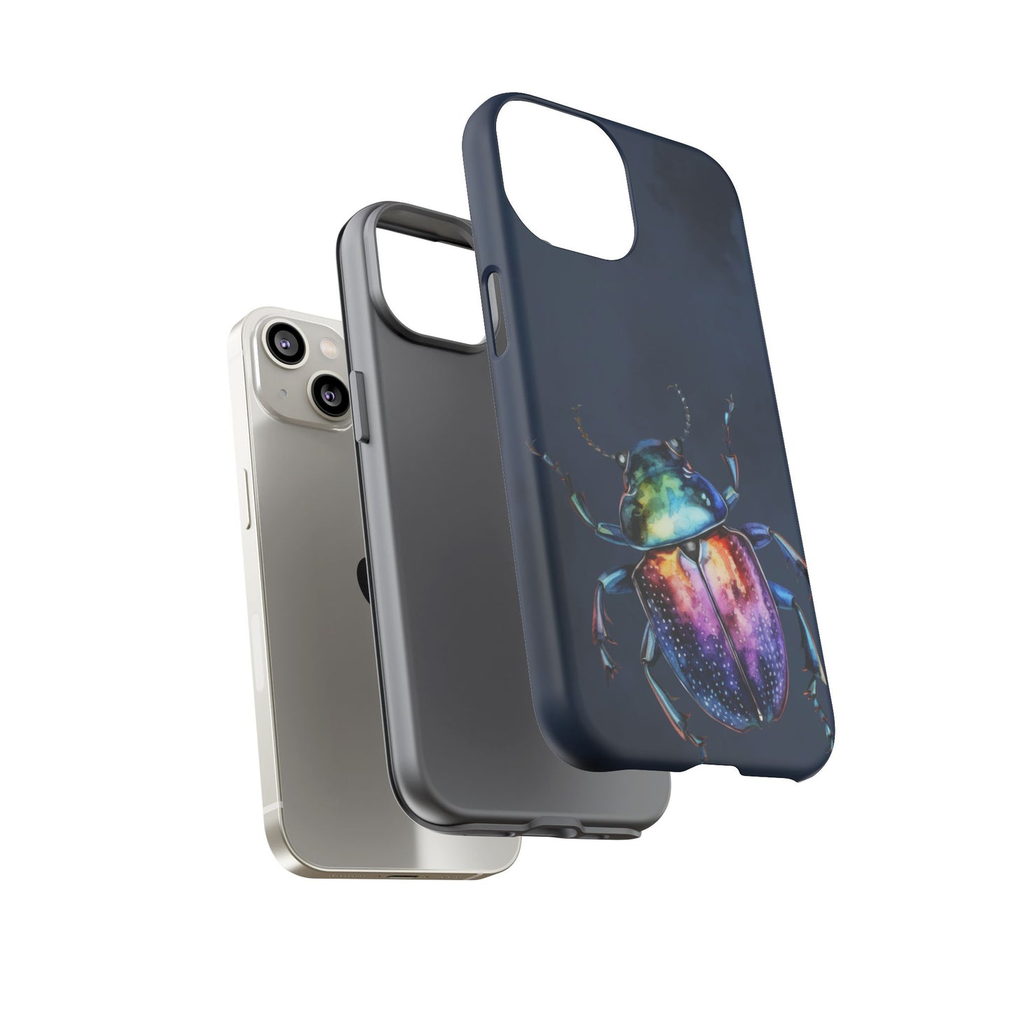 Iridescent Beetle Tough Phone Case - Insect Art Design, Nature-Inspired Pattern, Compatible with iPhone, Galaxy, and Google Phones