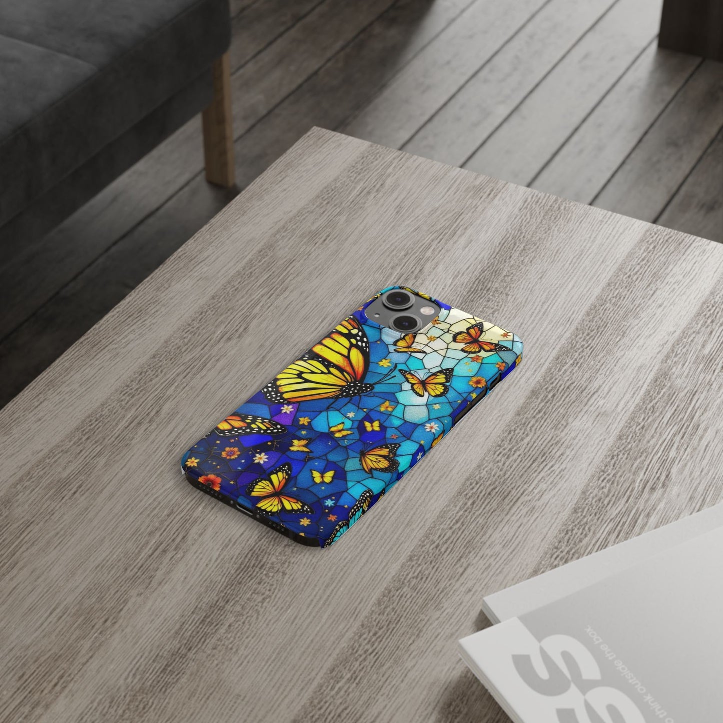 Butterfly Garden Slim Phone Case - Colorful Floral Design, Gift for Nature Lovers, Birthday Surprise, Eco-Friendly, Summer Vibes