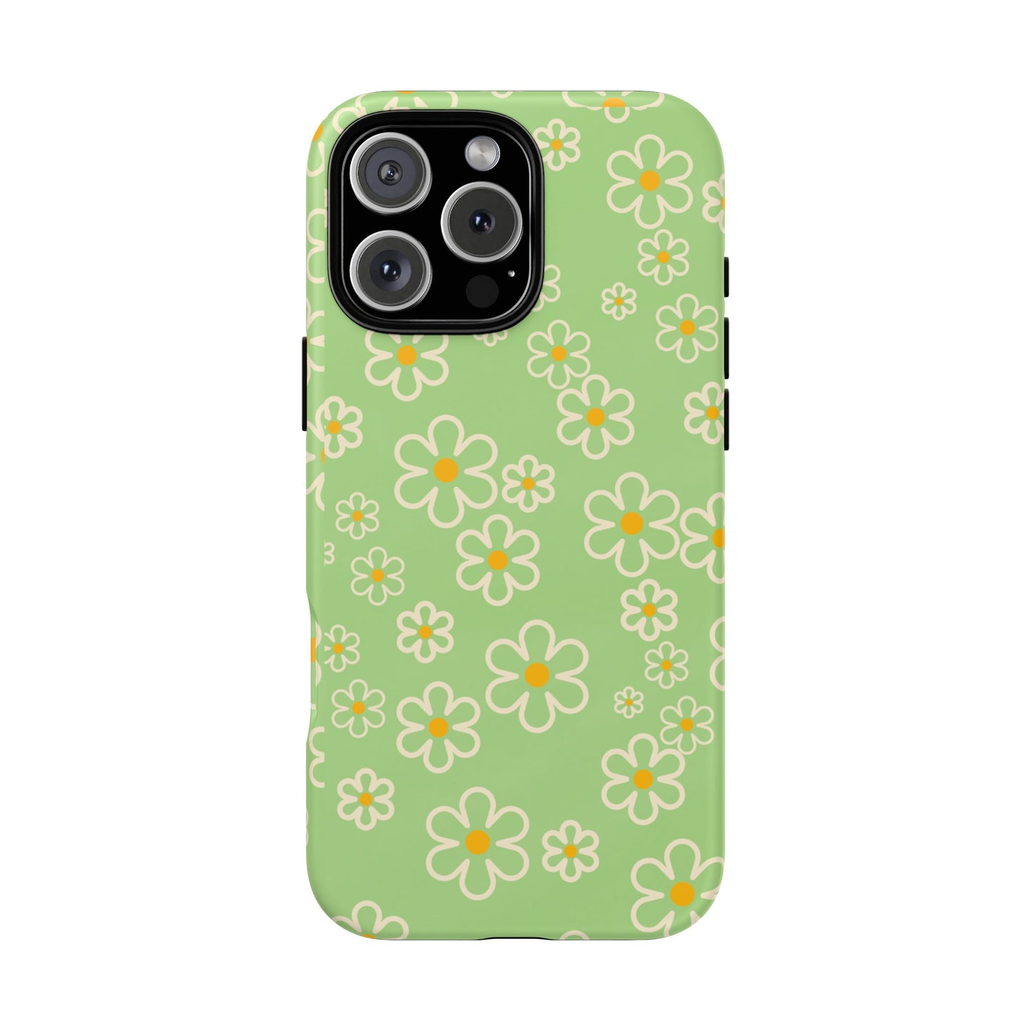 Minimal Daisy Flower Tough Phone Case - Retro Coquette Floral Print, Cute Soft Aesthetic, Compatible with iPhone, Galaxy, and Google Phones