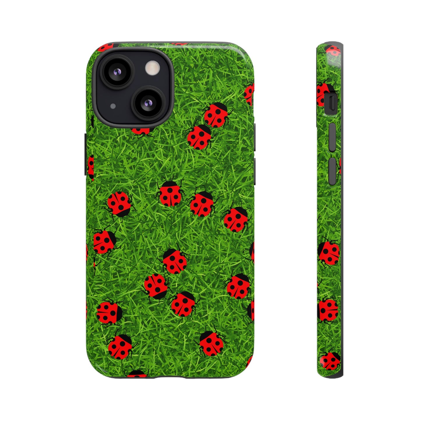 Ladybug Tough Phone Case - Cute Insect Aesthetic, Nature Pattern Art Design, Compatible with iPhone, Galaxy, and Google Phones