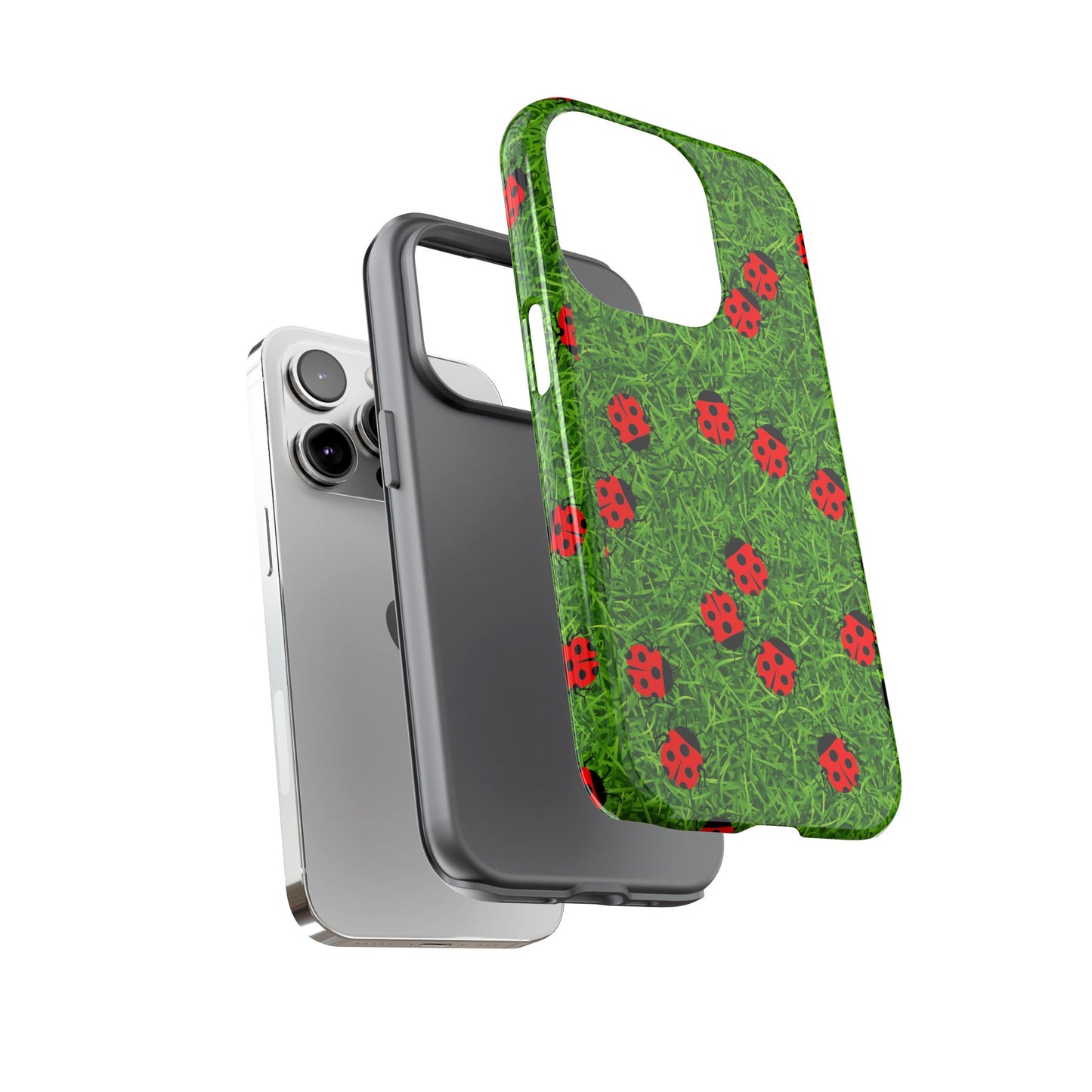 Ladybug Tough Phone Case - Cute Insect Aesthetic, Nature Pattern Art Design, Compatible with iPhone, Galaxy, and Google Phones