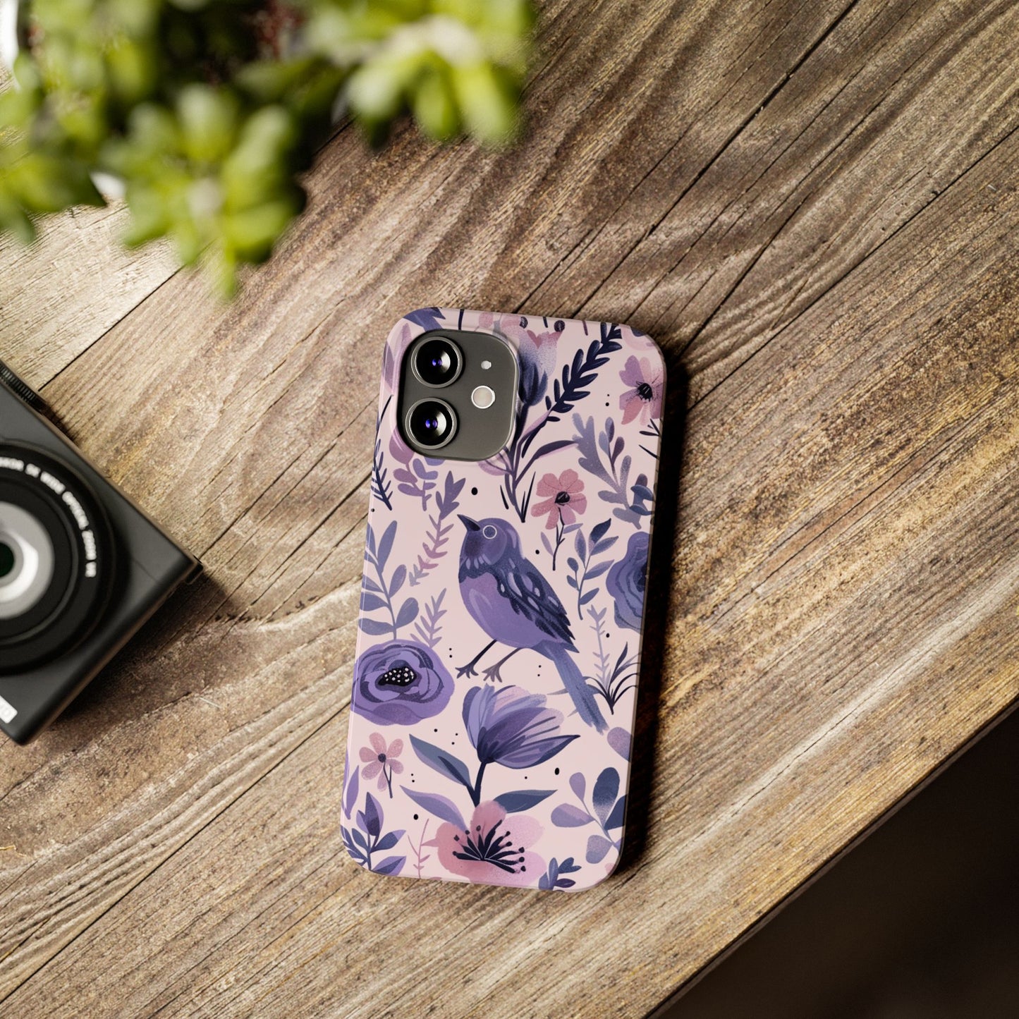 Floral Bird Slim Phone Case, Elegant Phone Cover, Cute Gift for Bird Lovers, Spring Vibes, Nature-Inspired
