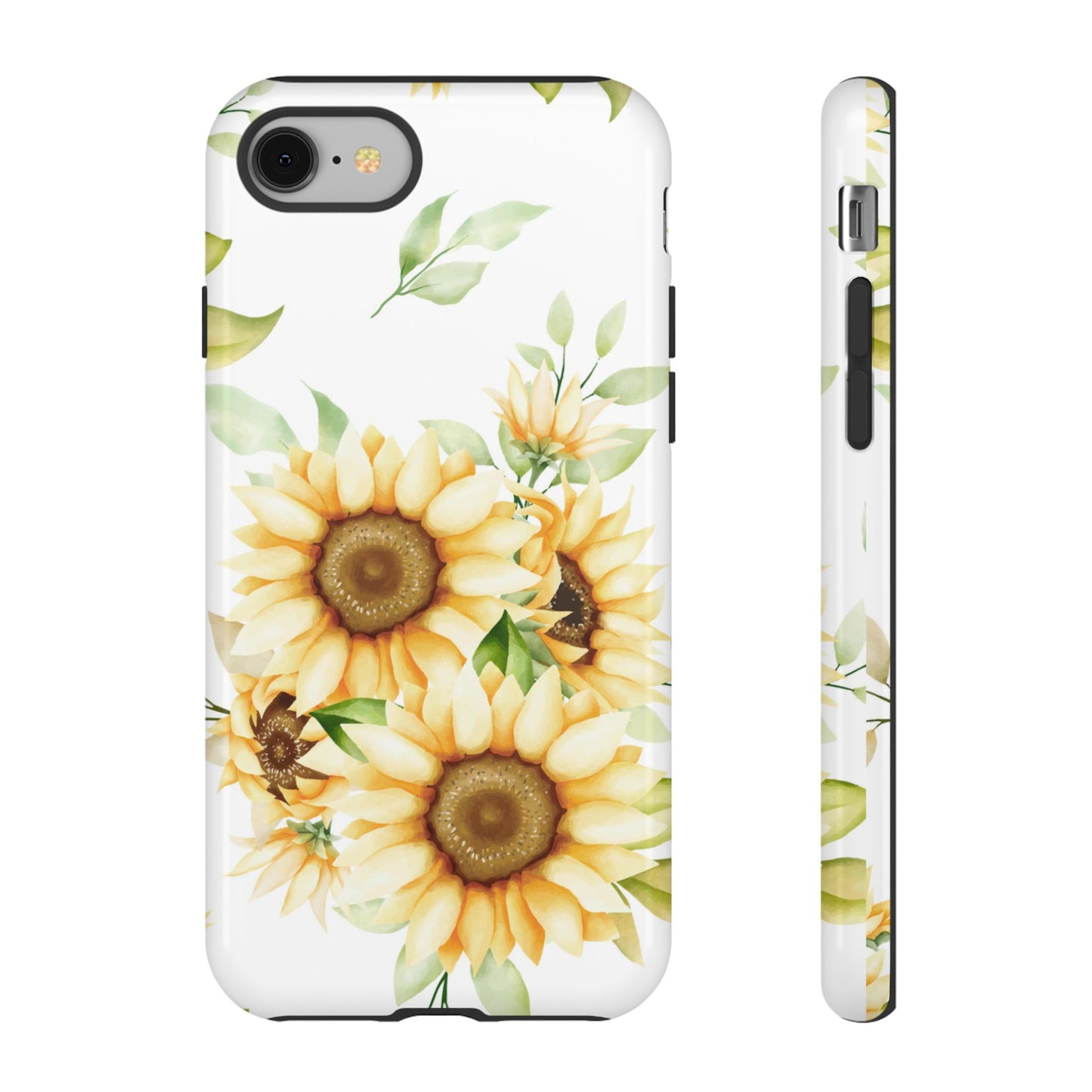 Sunflower Floral Tough Phone Case - Watercolor Botanical Art, Bright Nature Aesthetic, Compatible with iPhone, Galaxy, and Google Phones