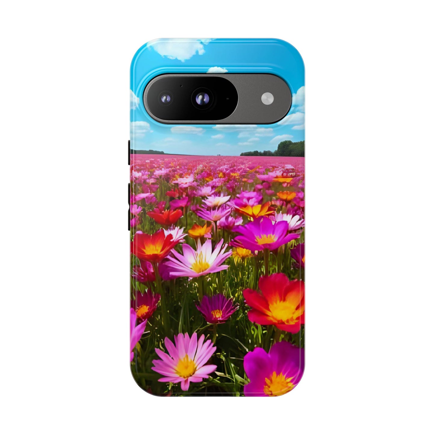 Flower Field Tough Phone Case - Wildflower Meadow Print, Colorful Nature Aesthetic, Compatible with iPhone, Galaxy, and Google Phones