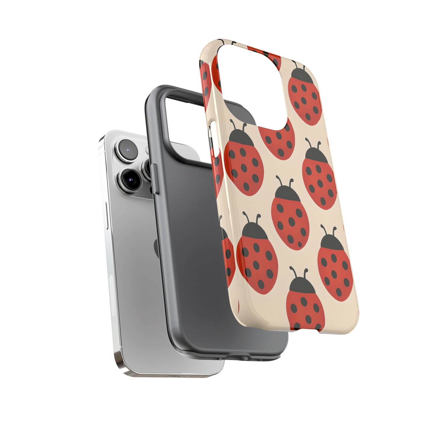 Cute Ladybug Tough Phone Case - Red and Black Insect Pattern, Nature-Inspired Design, Compatible with iPhone, Galaxy, and Google Phones