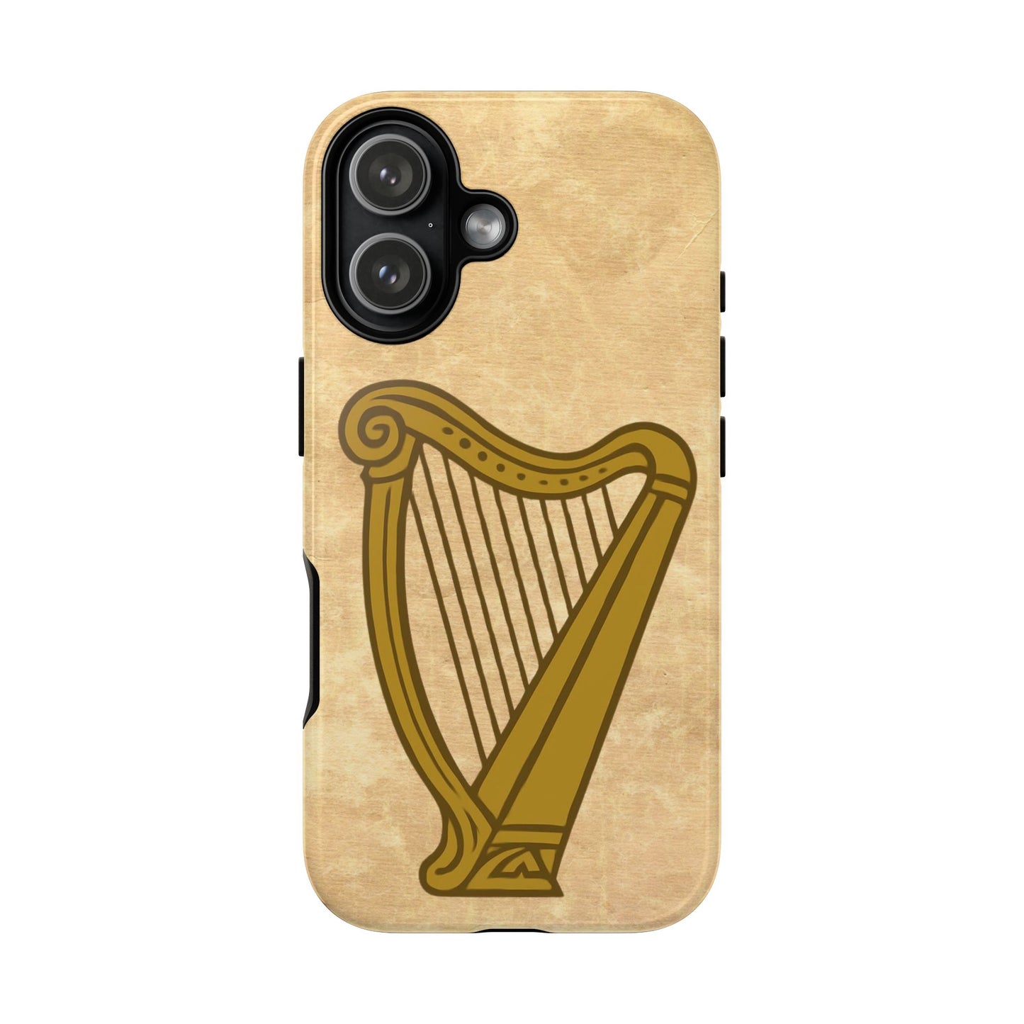 Irish Harp Tough Phone Case Manuscript Celtic Ireland Heritage Symbol Compatible with iPhone 17 16 15 14 13 12 11 Pro Max Galaxy Google Pixel